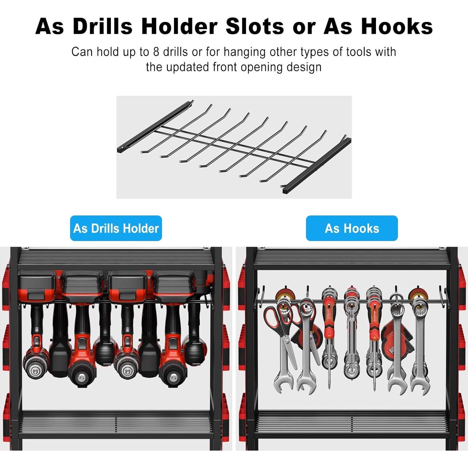 Carro Organizador de Herramientas JUNNUJ con Estación de Carga 8 Tomas