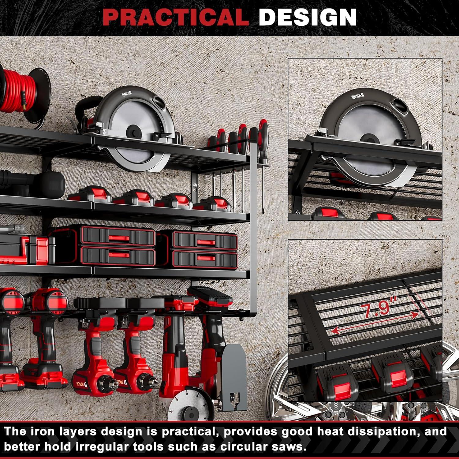 Organizador de Herramientas de Pared NattyDot 4 Estantes Negro