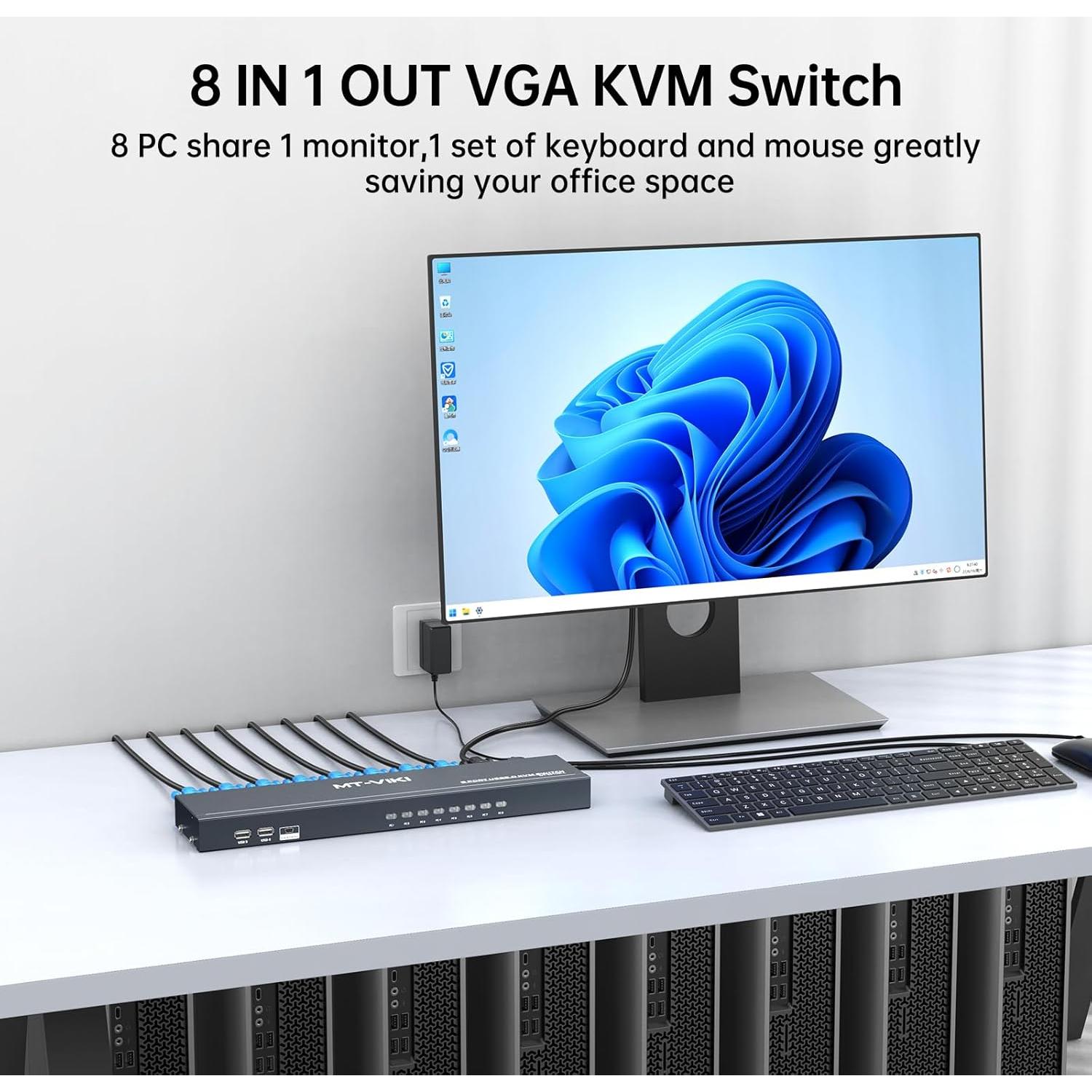 Interruptor KVM 8 Puertos MT-VIKI 801UK-L VGA Rack 1U