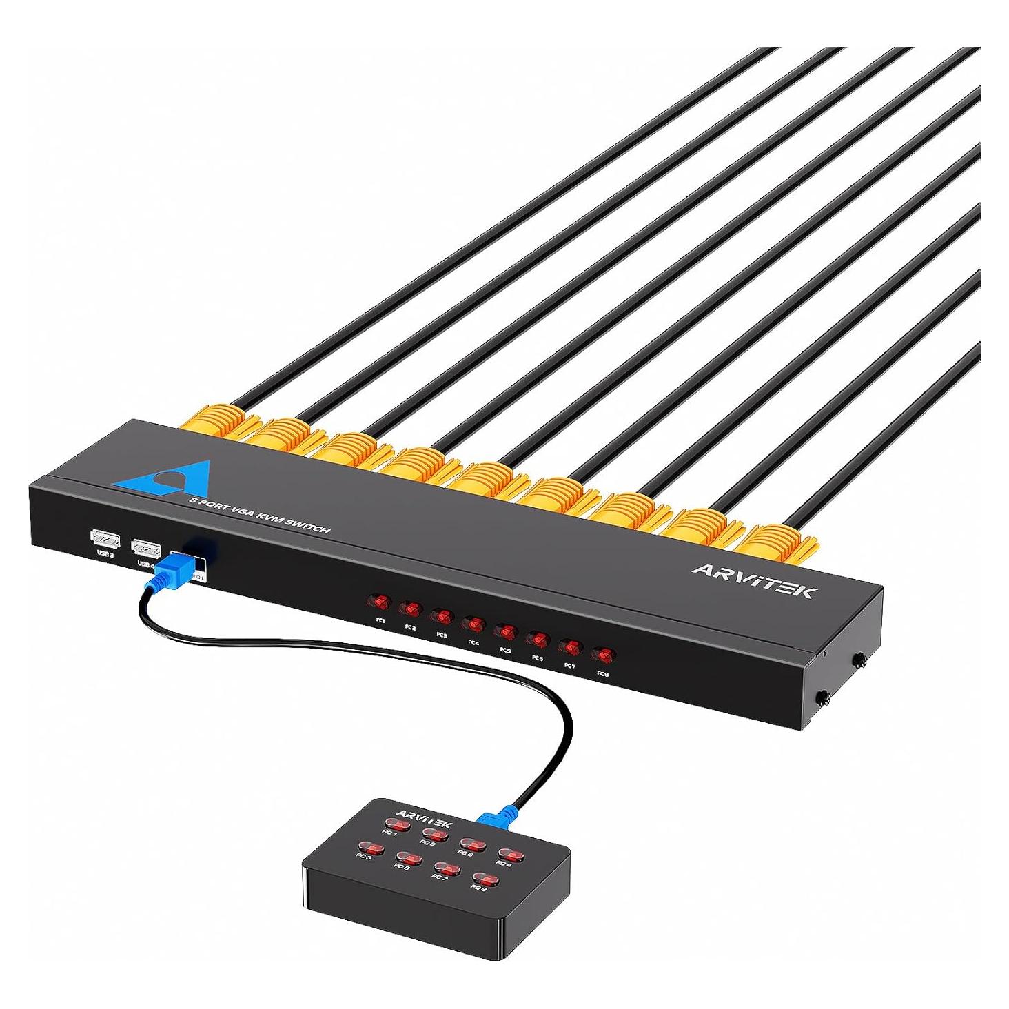 Conmutador KVM VGA 8 Puertos Arvitek AT-801UK-L USB