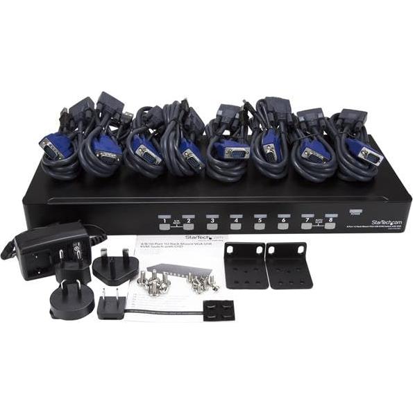 Conmutador KVM USB 8 Puertos StarTech SV831DUSBUK Rack 1U