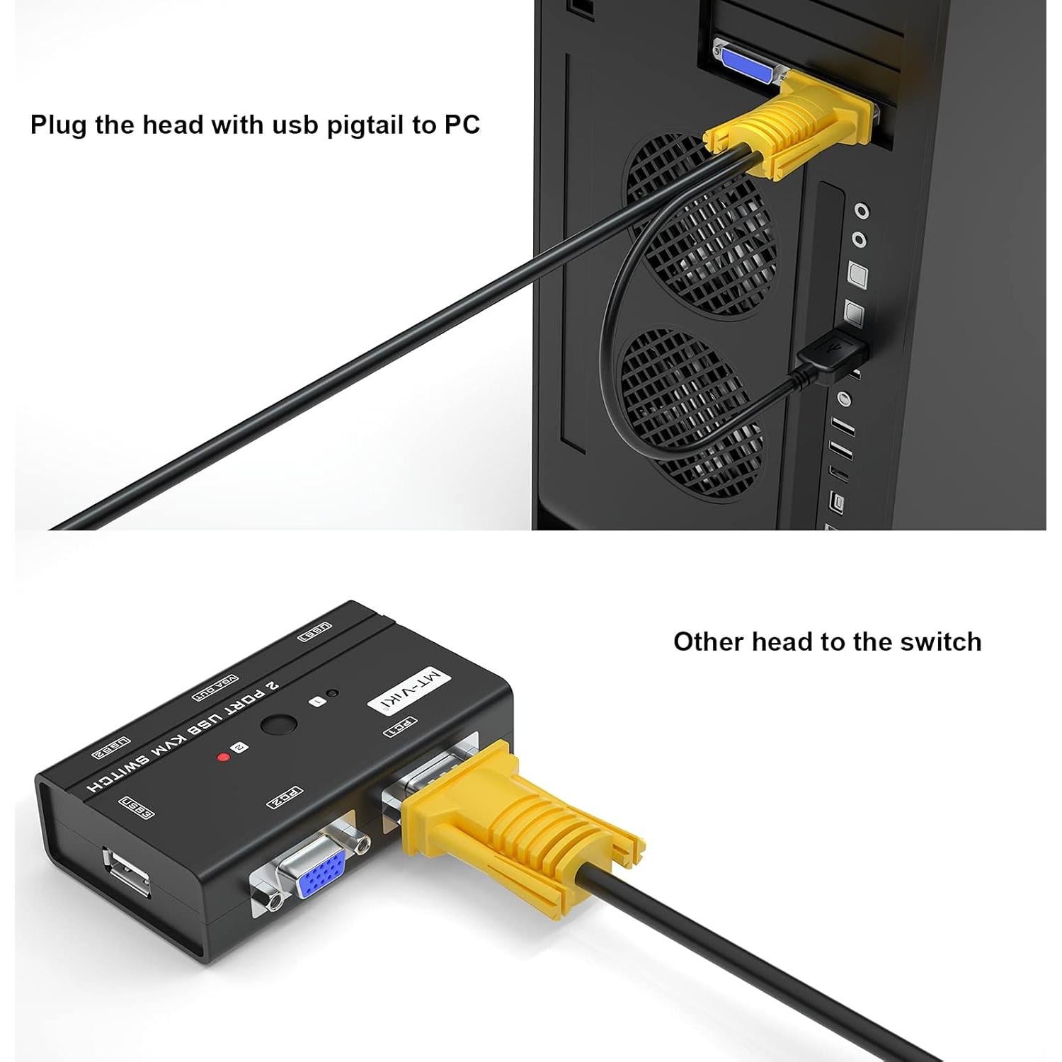 Cable KVM USB VGA 2 en 1 MT-VIKI 5m para Interruptor KVM