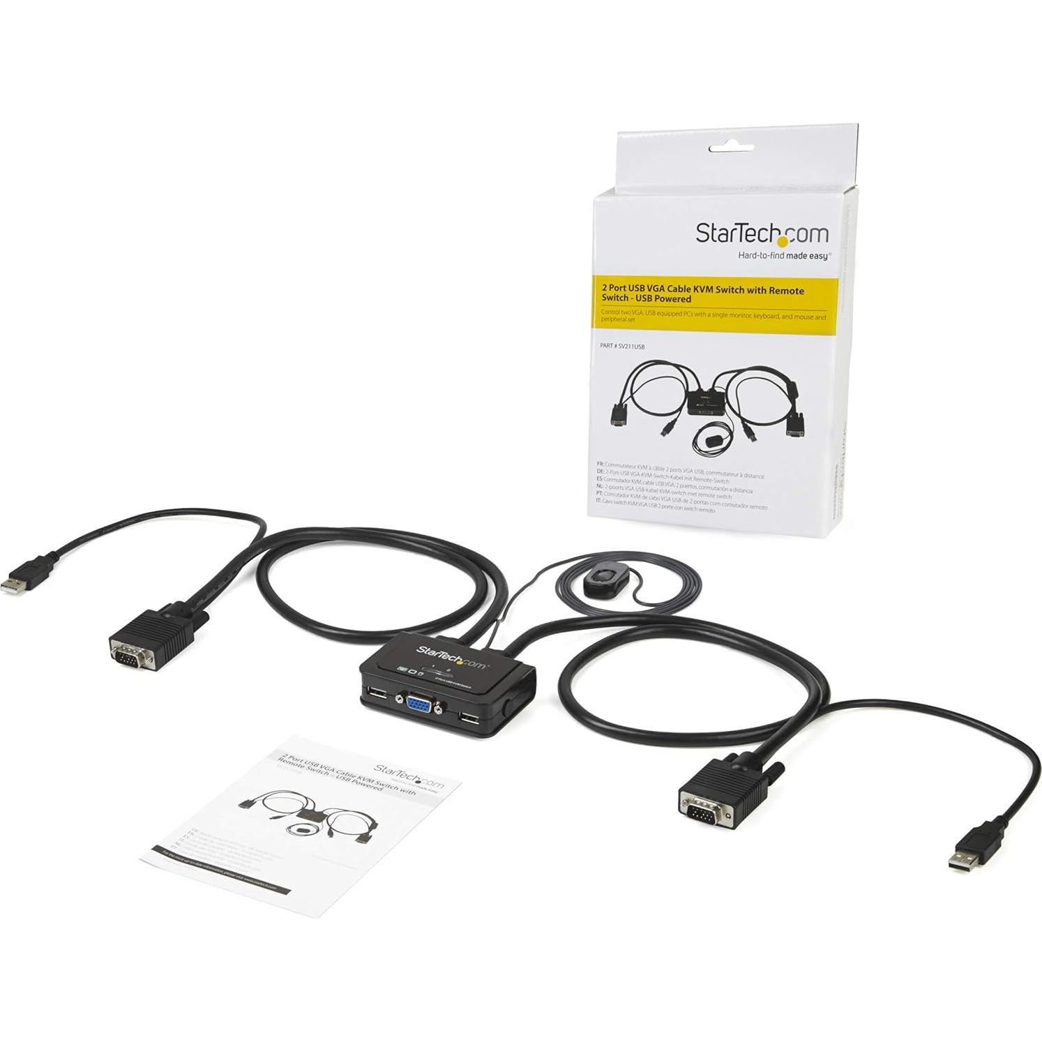 Interruptor KVM StarTech.com 2 Puertos USB VGA Alimentado
