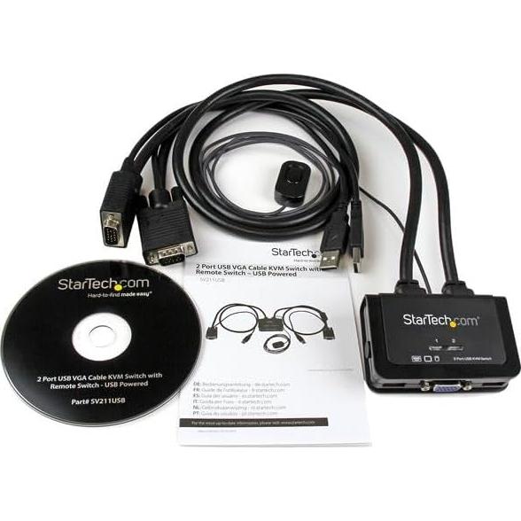Interruptor KVM StarTech.com 2 Puertos USB VGA Alimentado
