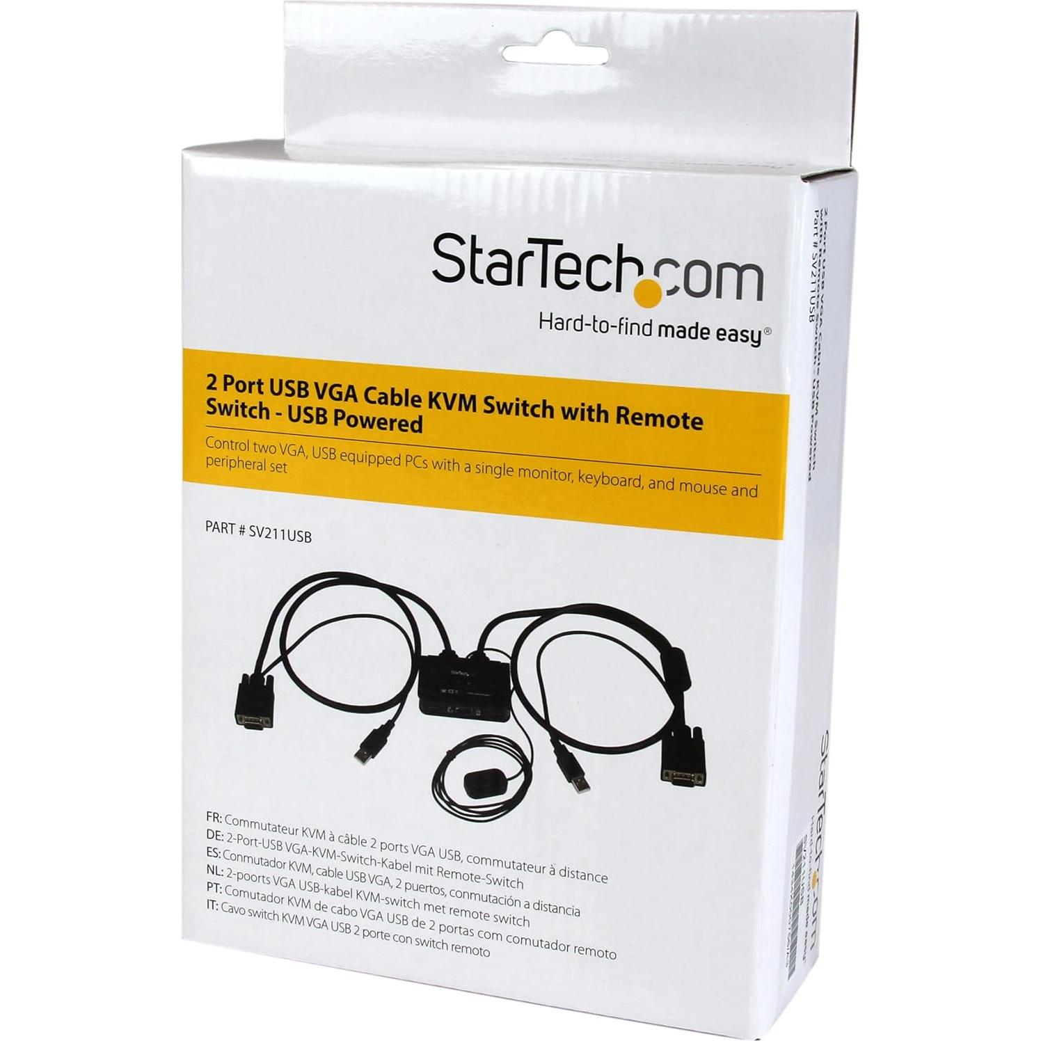 Interruptor KVM StarTech.com 2 Puertos USB VGA Alimentado