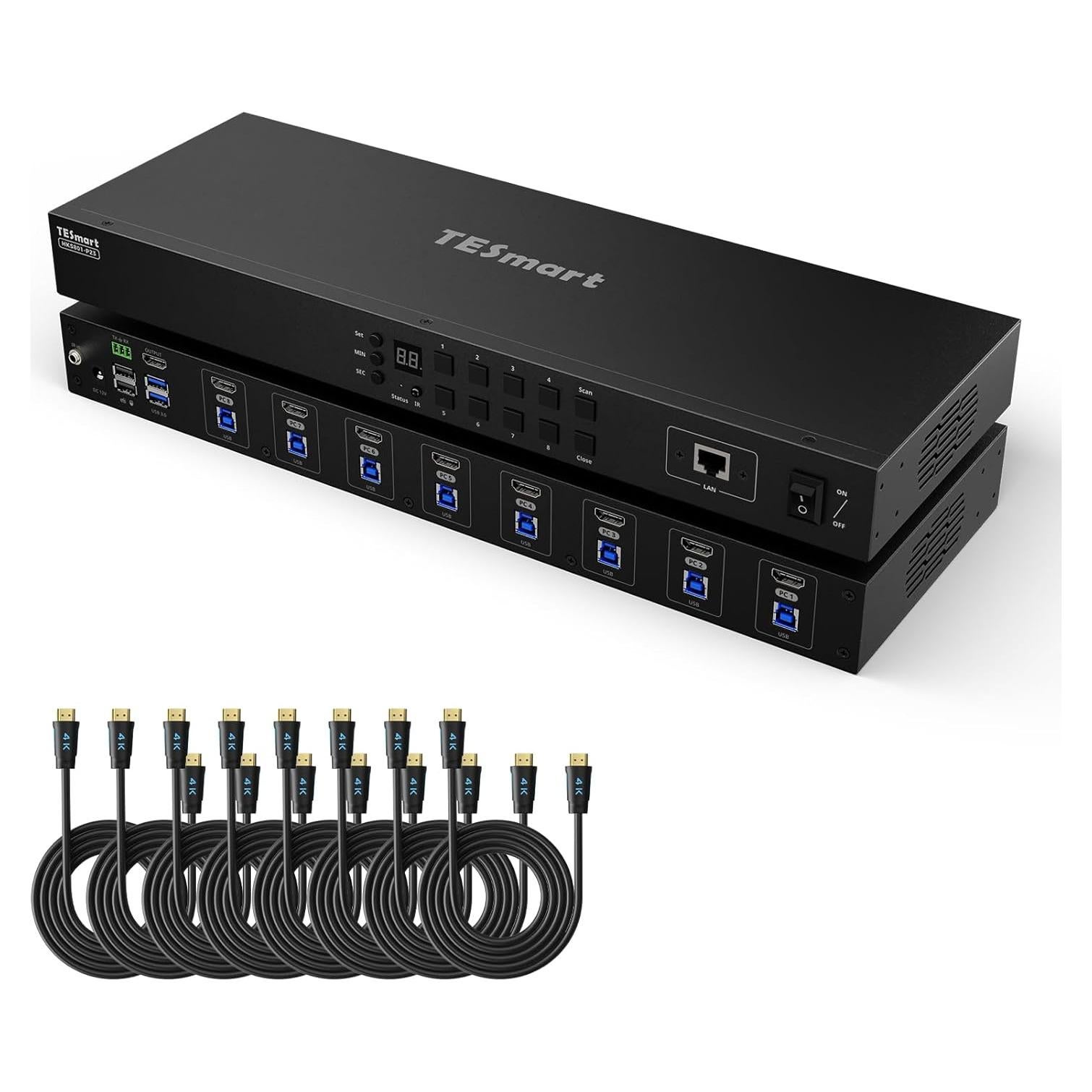 Interruptor KVM HDMI 8 Puertos TESmart 4K@60Hz USB 3.0