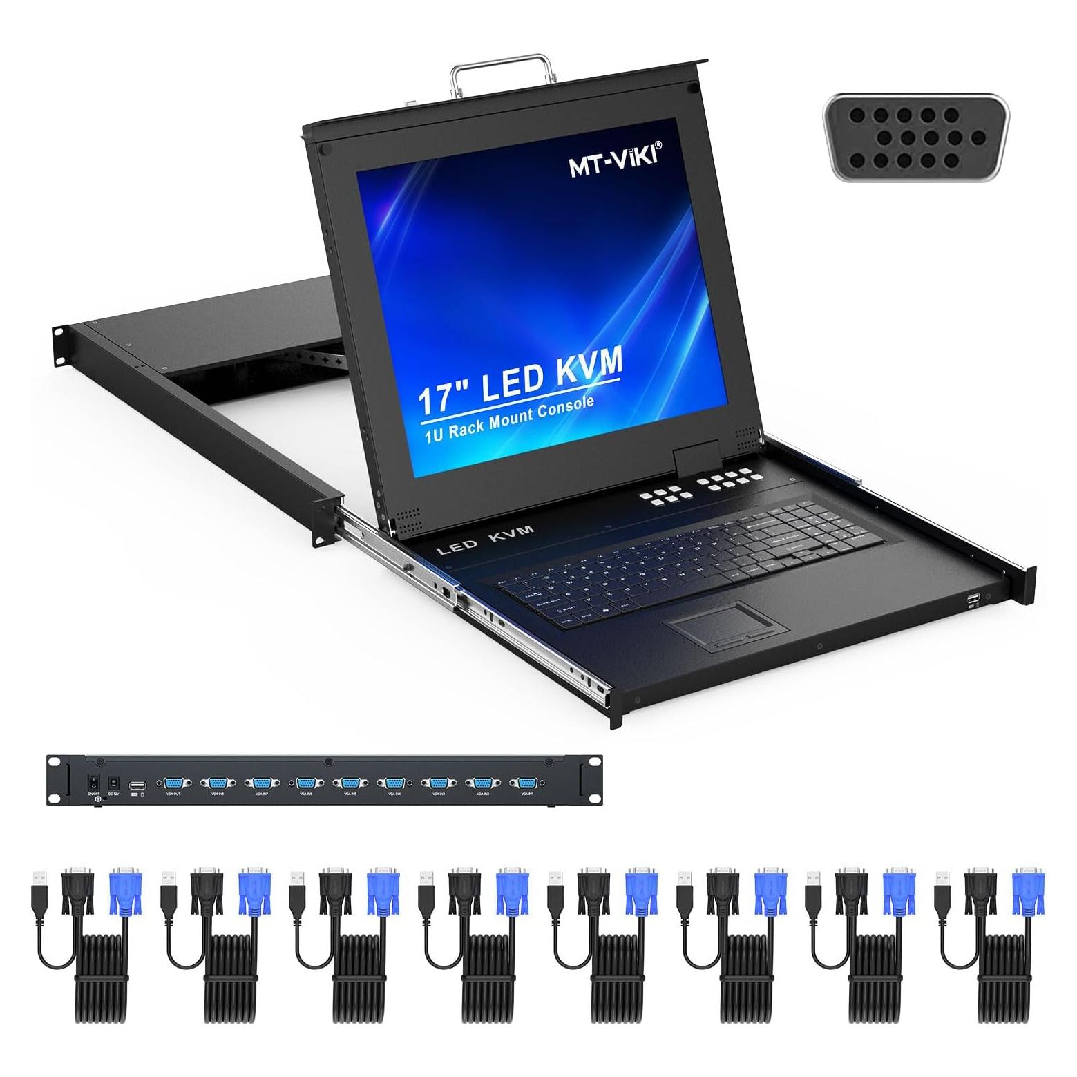 Consola KVM Rack 1U MT-VIKI 8 Puertos VGA 17" LCD