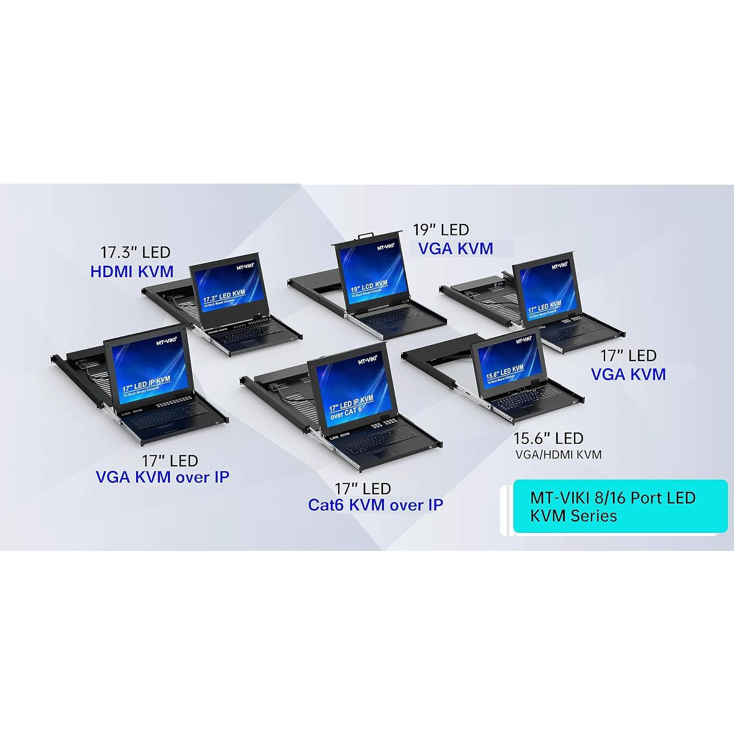 Consola KVM Rack 1U MT-VIKI 8 Puertos VGA 17" LCD