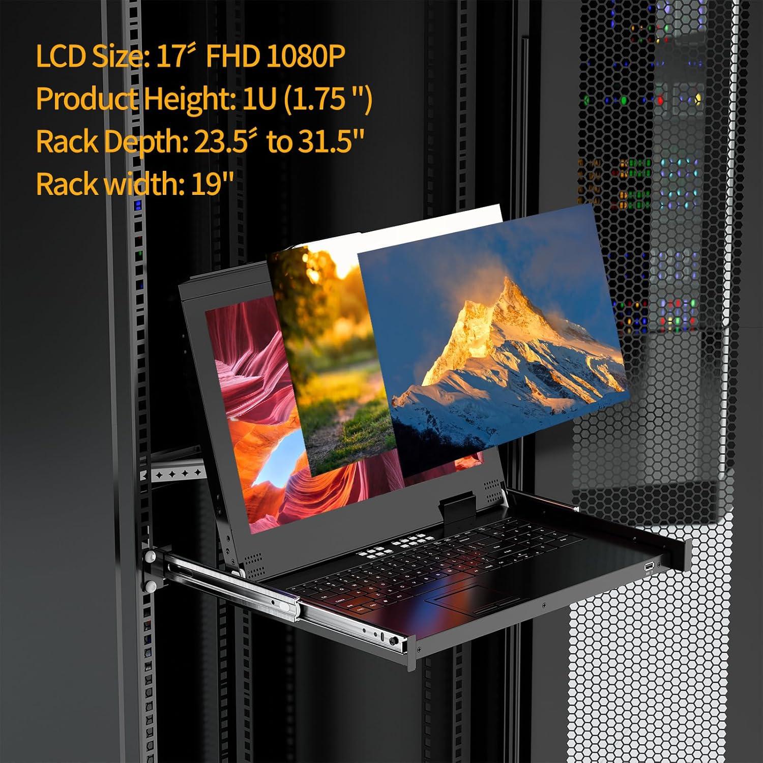 Conmutador KVM VGA Arvitek 8 Puertos 17" LCD Montaje Rack 1U