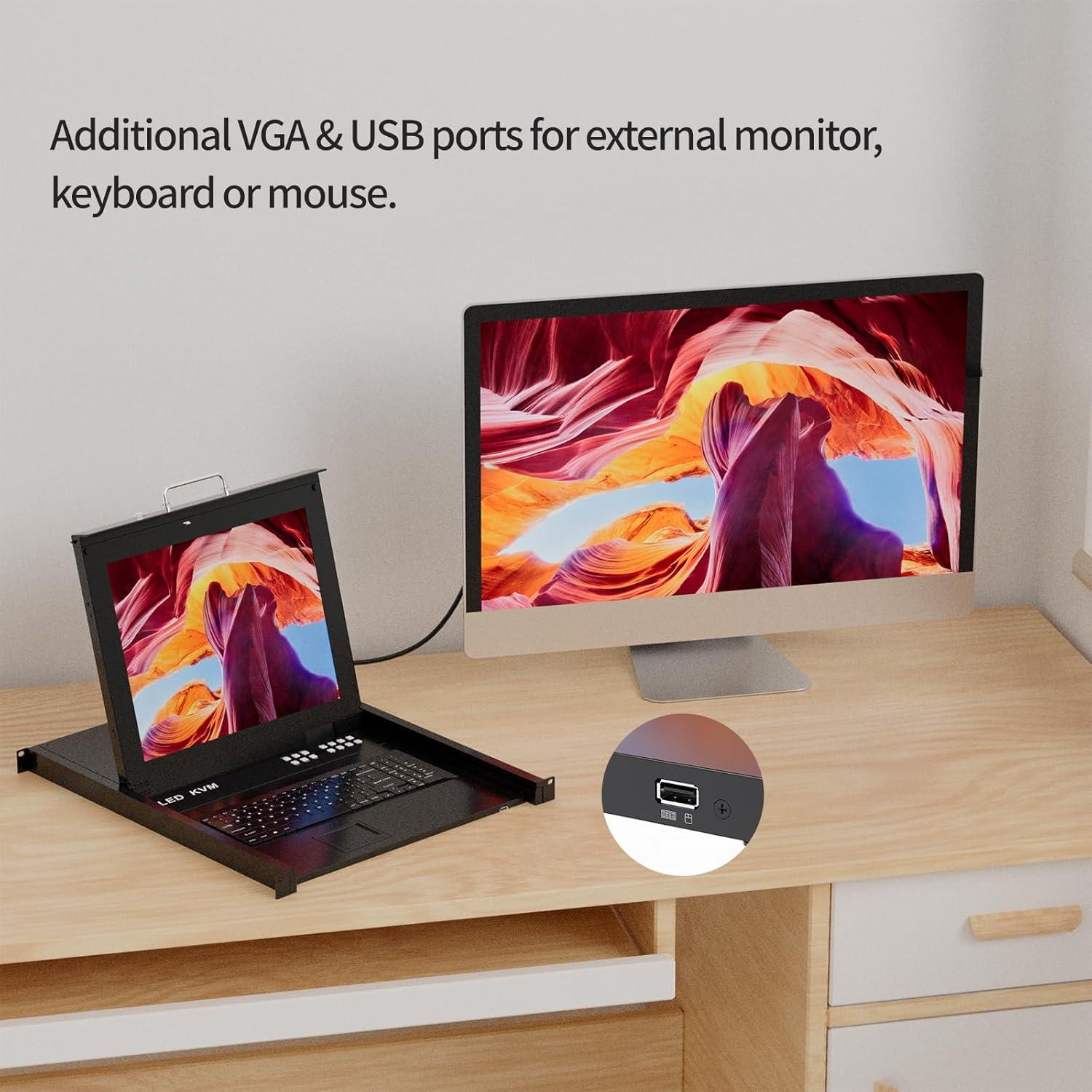 Conmutador KVM VGA Arvitek 8 Puertos 17" LCD Montaje Rack 1U