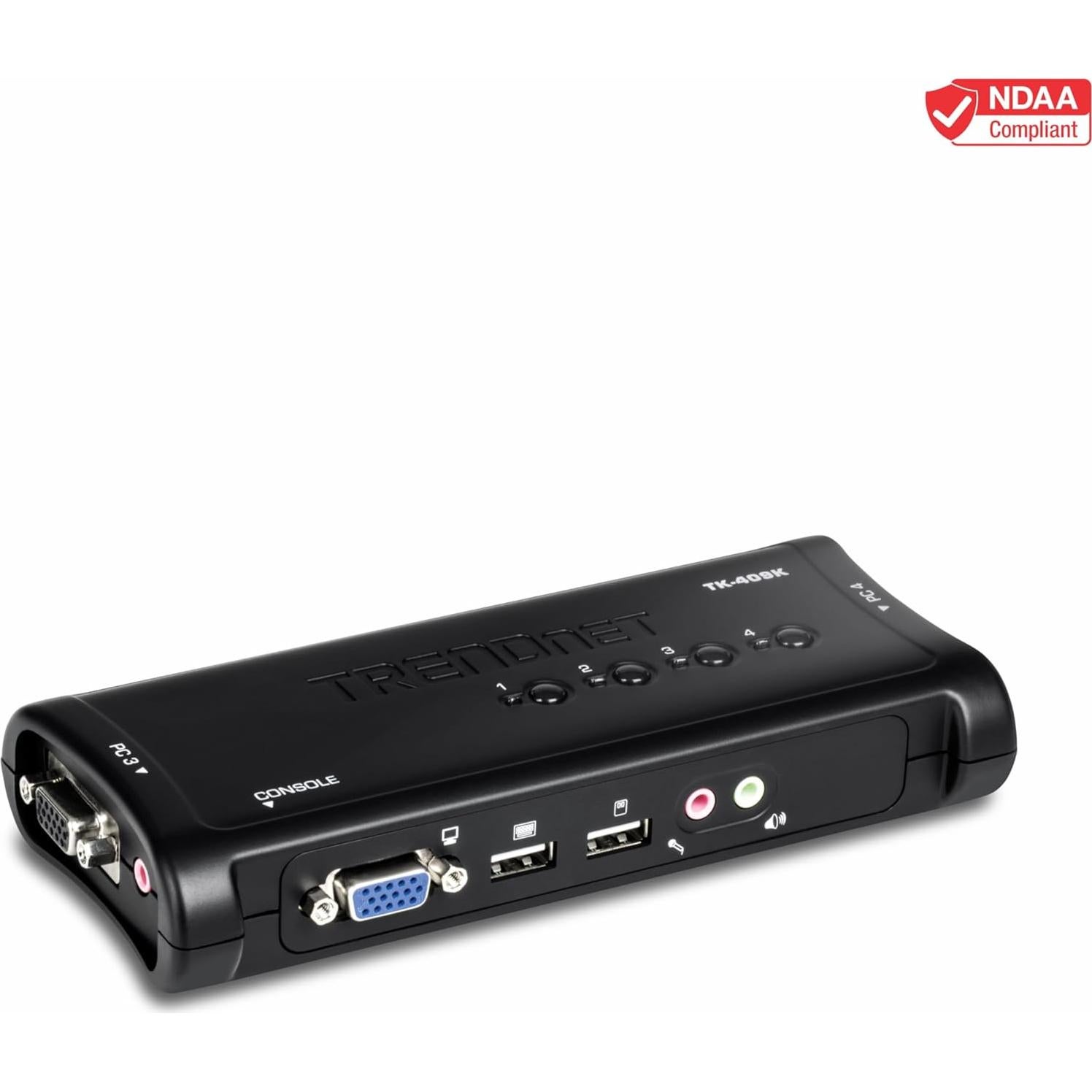 Interruptor KVM USB 4 Puertos TRENDnet TK-409K con Audio