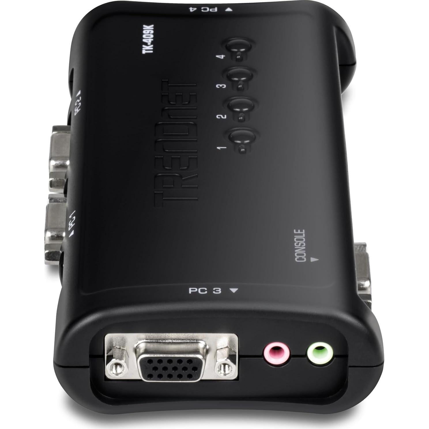 Interruptor KVM USB 4 Puertos TRENDnet TK-409K con Audio