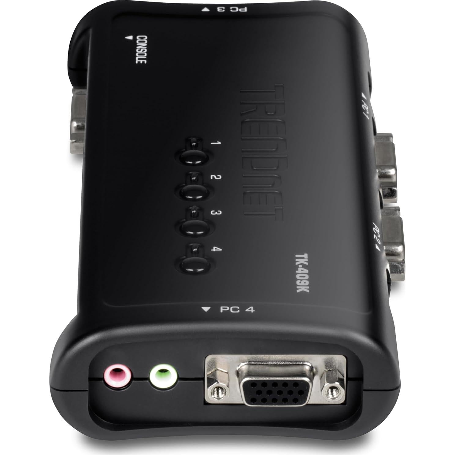 Interruptor KVM USB 4 Puertos TRENDnet TK-409K con Audio