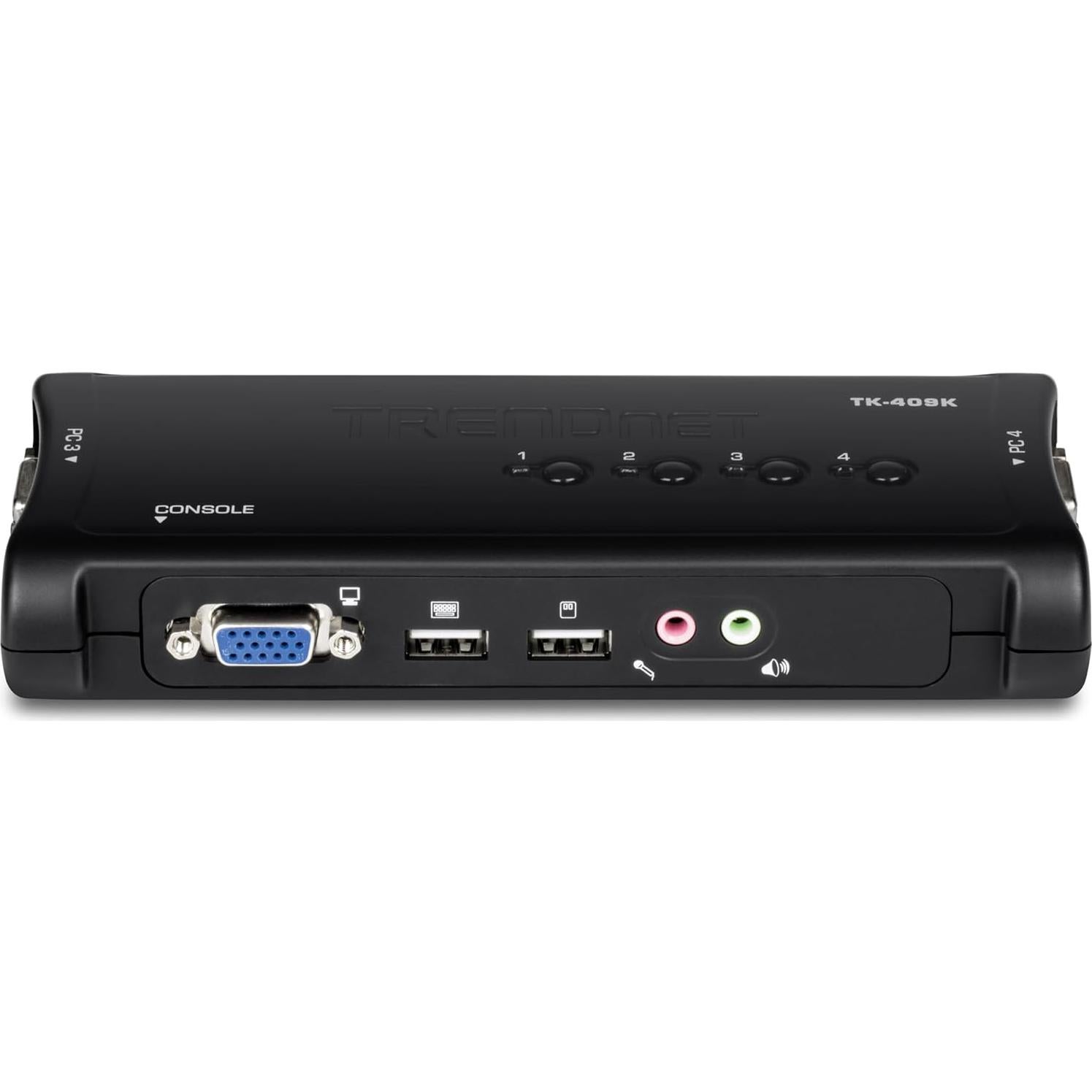 Interruptor KVM USB 4 Puertos TRENDnet TK-409K con Audio