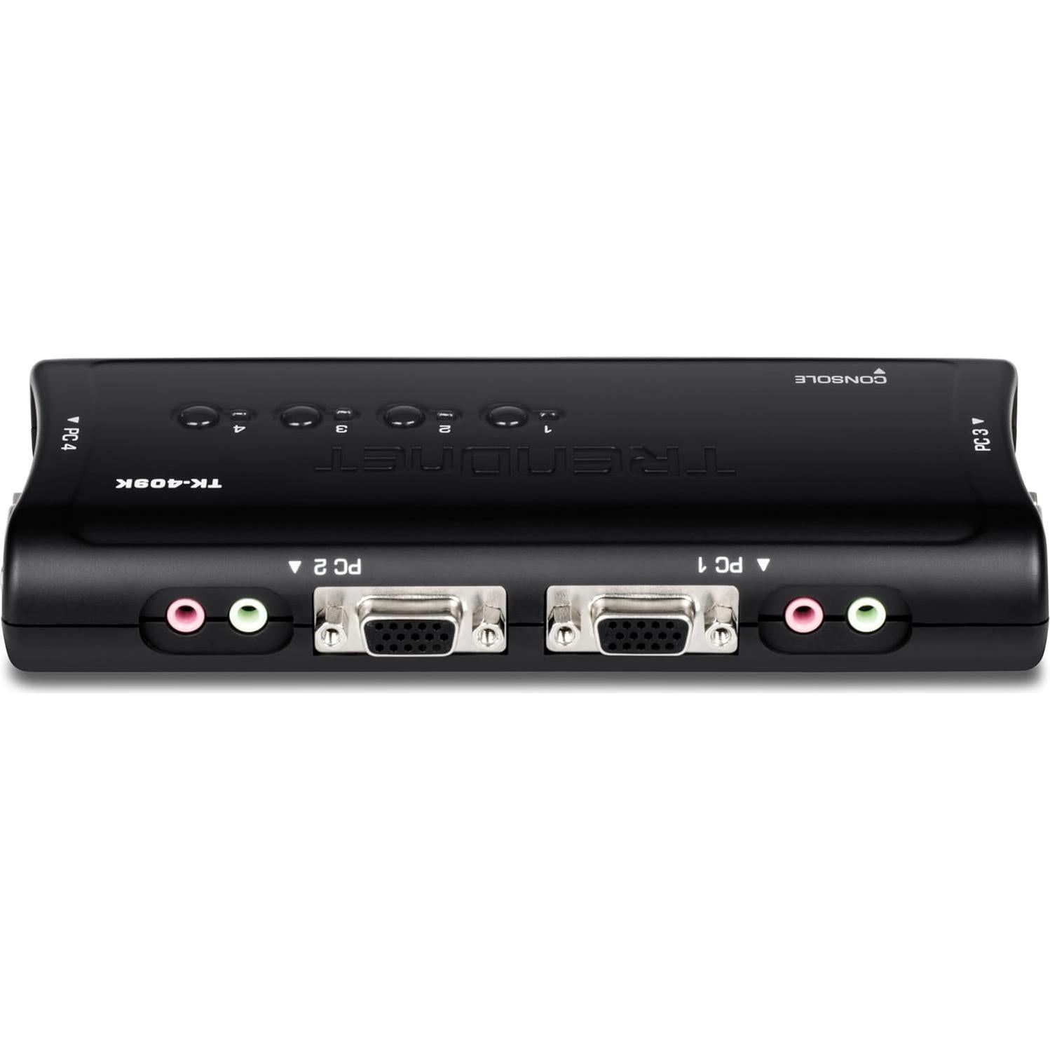 Interruptor KVM USB 4 Puertos TRENDnet TK-409K con Audio