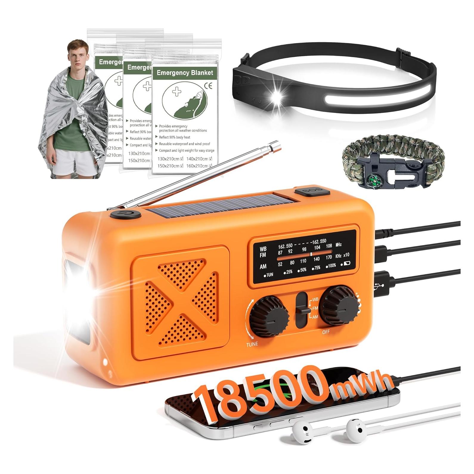Radio de Emergencia Vokida 5000mAh Solar Manivela NOAA