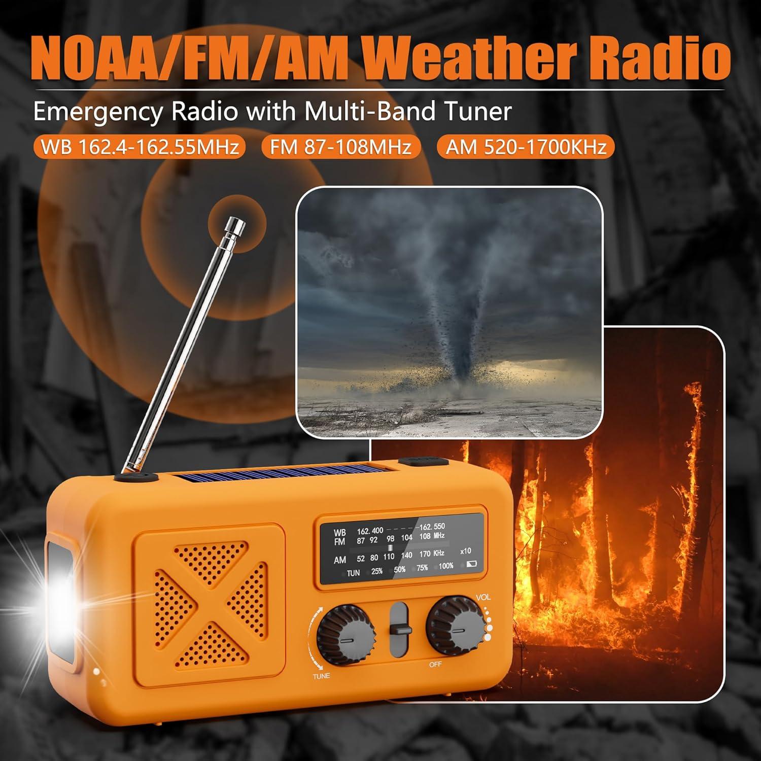 Radio de Emergencia Vokida 5000mAh Solar Manivela NOAA