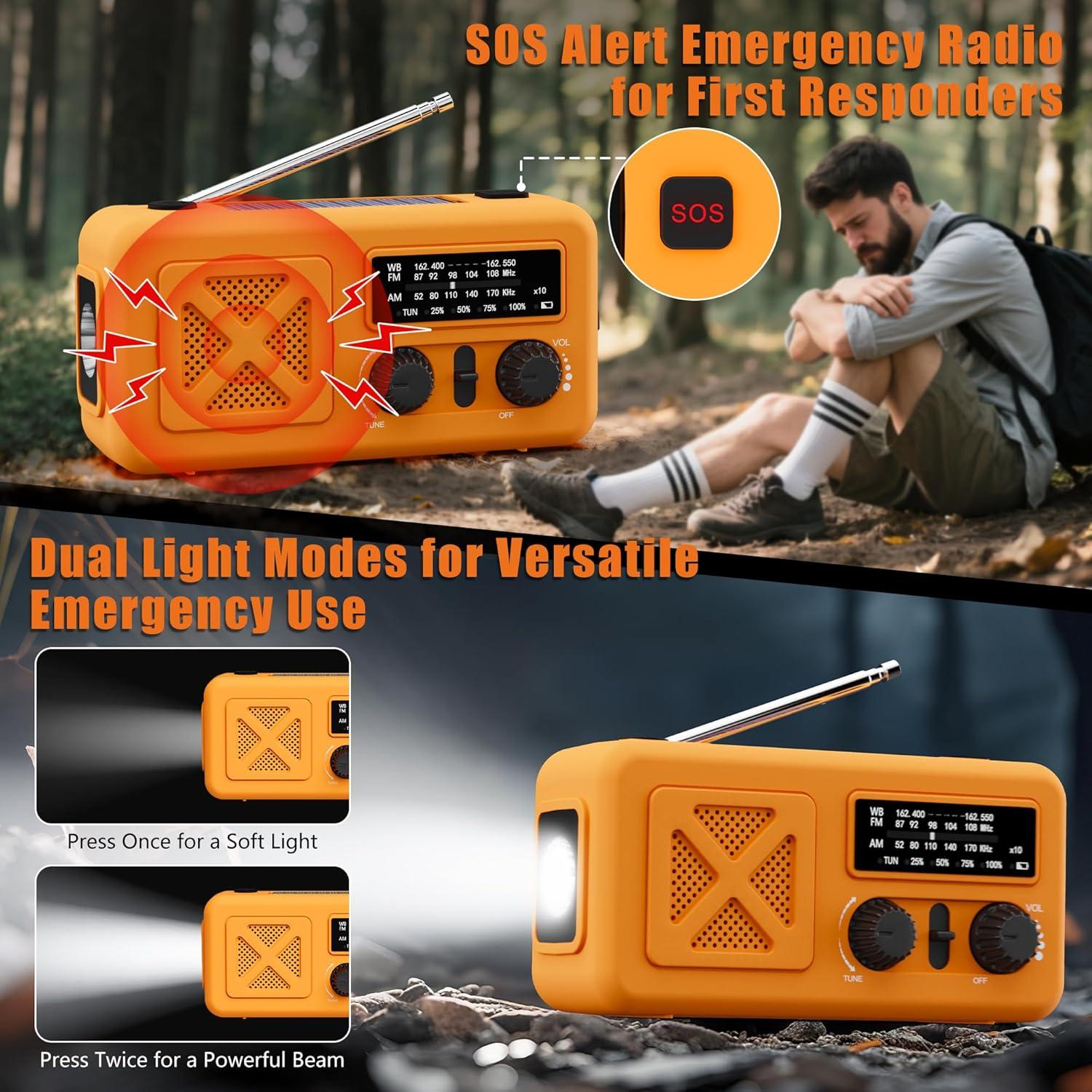 Radio de Emergencia Vokida 5000mAh Solar Manivela NOAA