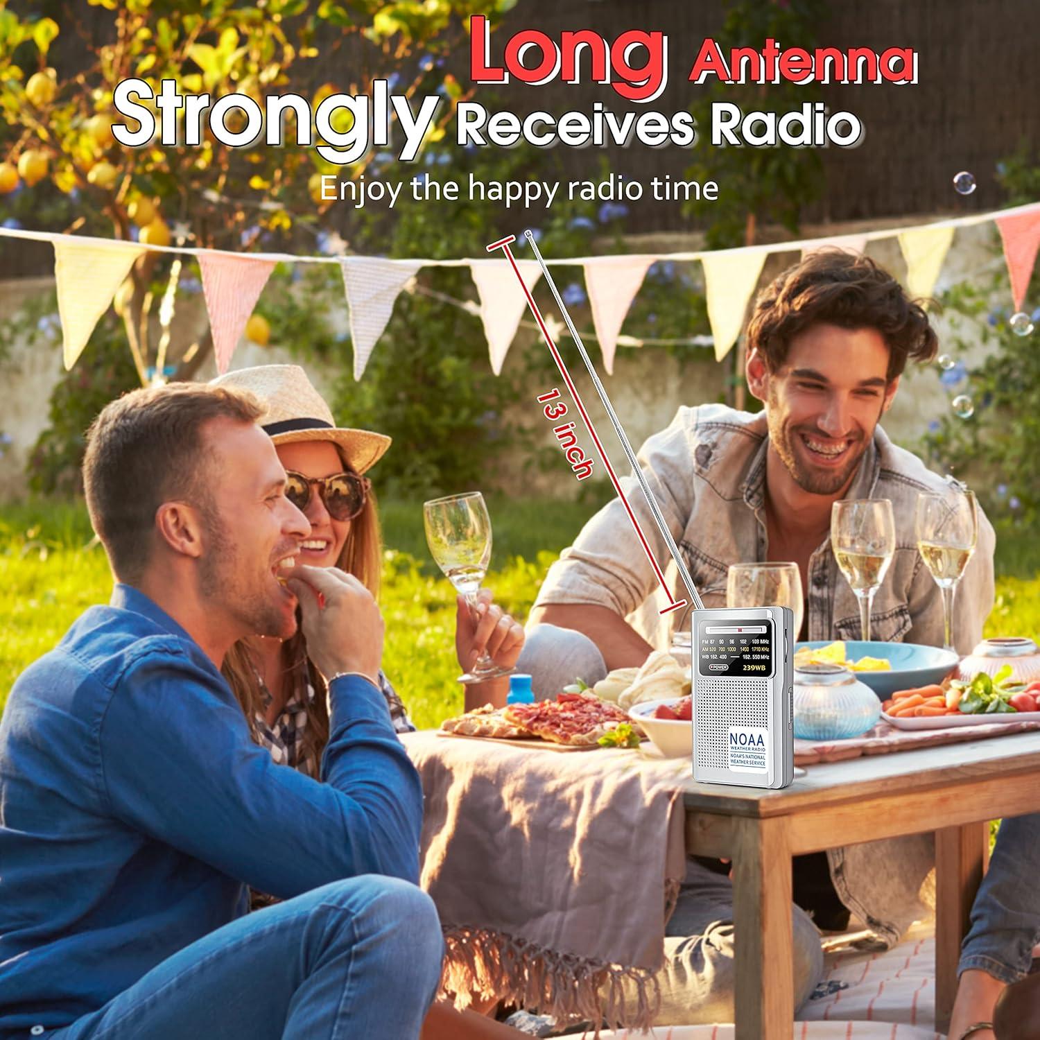 Radio Meteorológica NOAA Greadio Portátil AM/FM Batería 119g