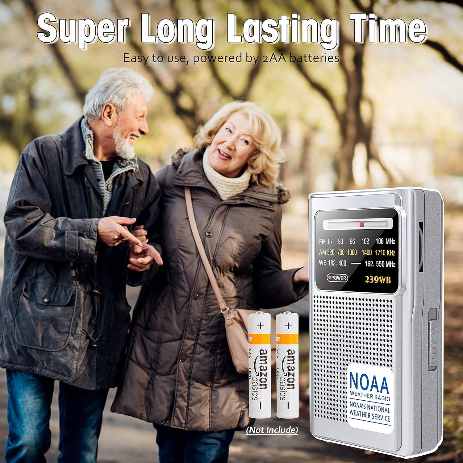 Radio Meteorológica NOAA Greadio Portátil AM/FM Batería 119g