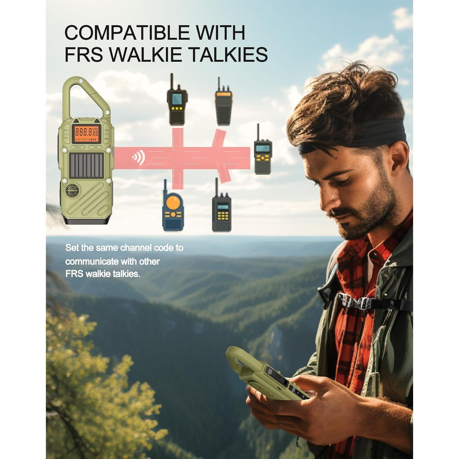 Walkie Talkie Recargable QUOLIX Q668 con Carga Solar y Linterna LED