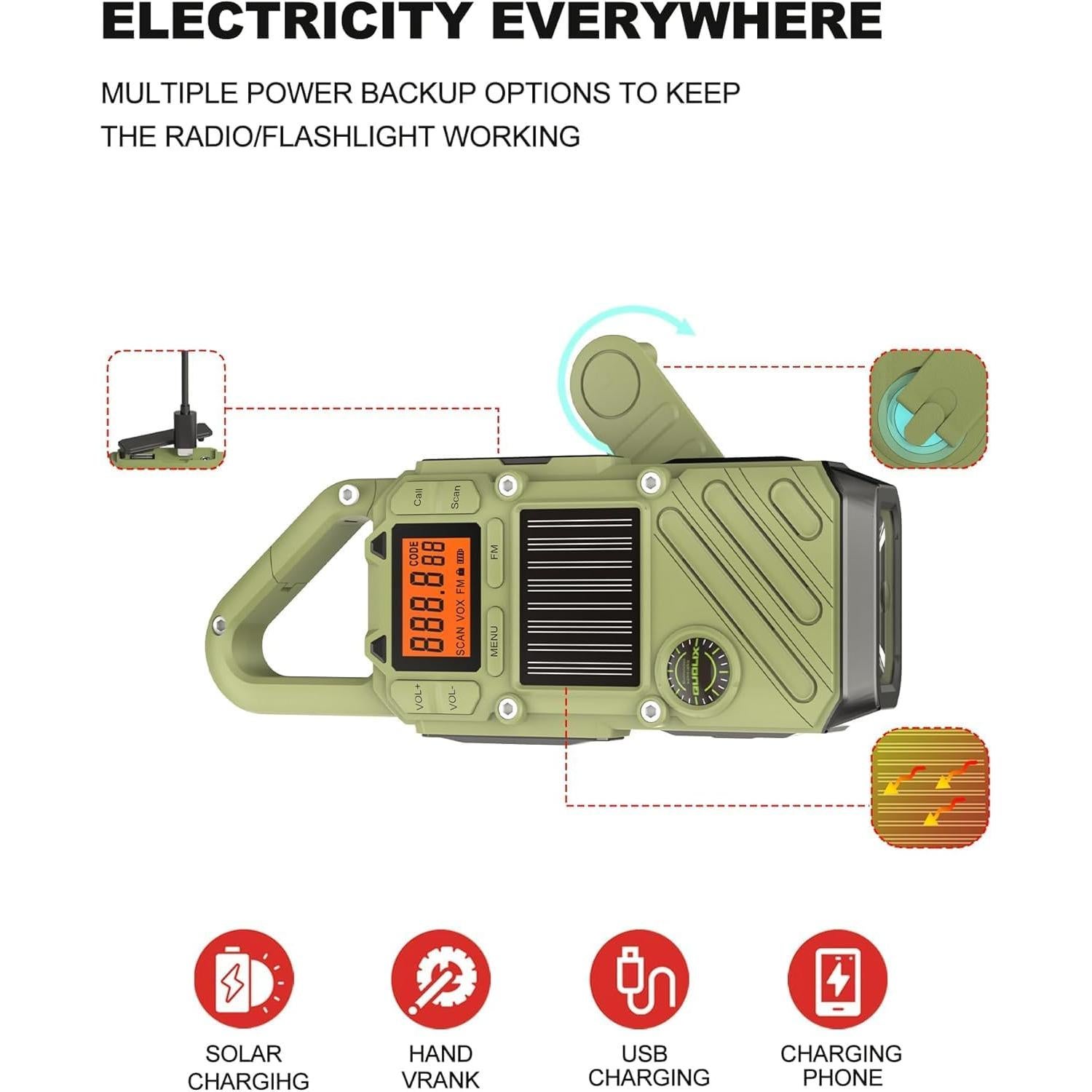 Walkie Talkie Recargable QUOLIX Q668 con Carga Solar y Linterna LED