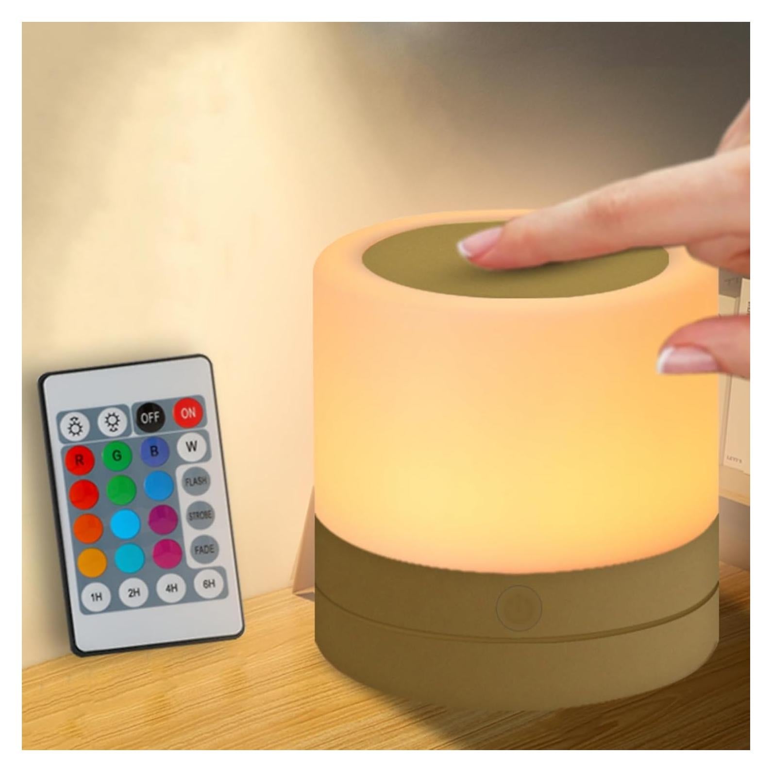 Luz Nocturna Recargable ERUN Dorada con Control Remoto