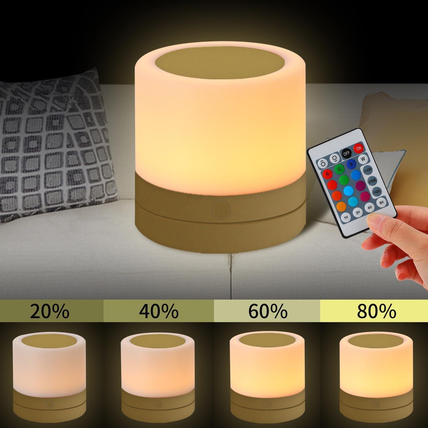 Luz Nocturna Recargable ERUN Dorada con Control Remoto