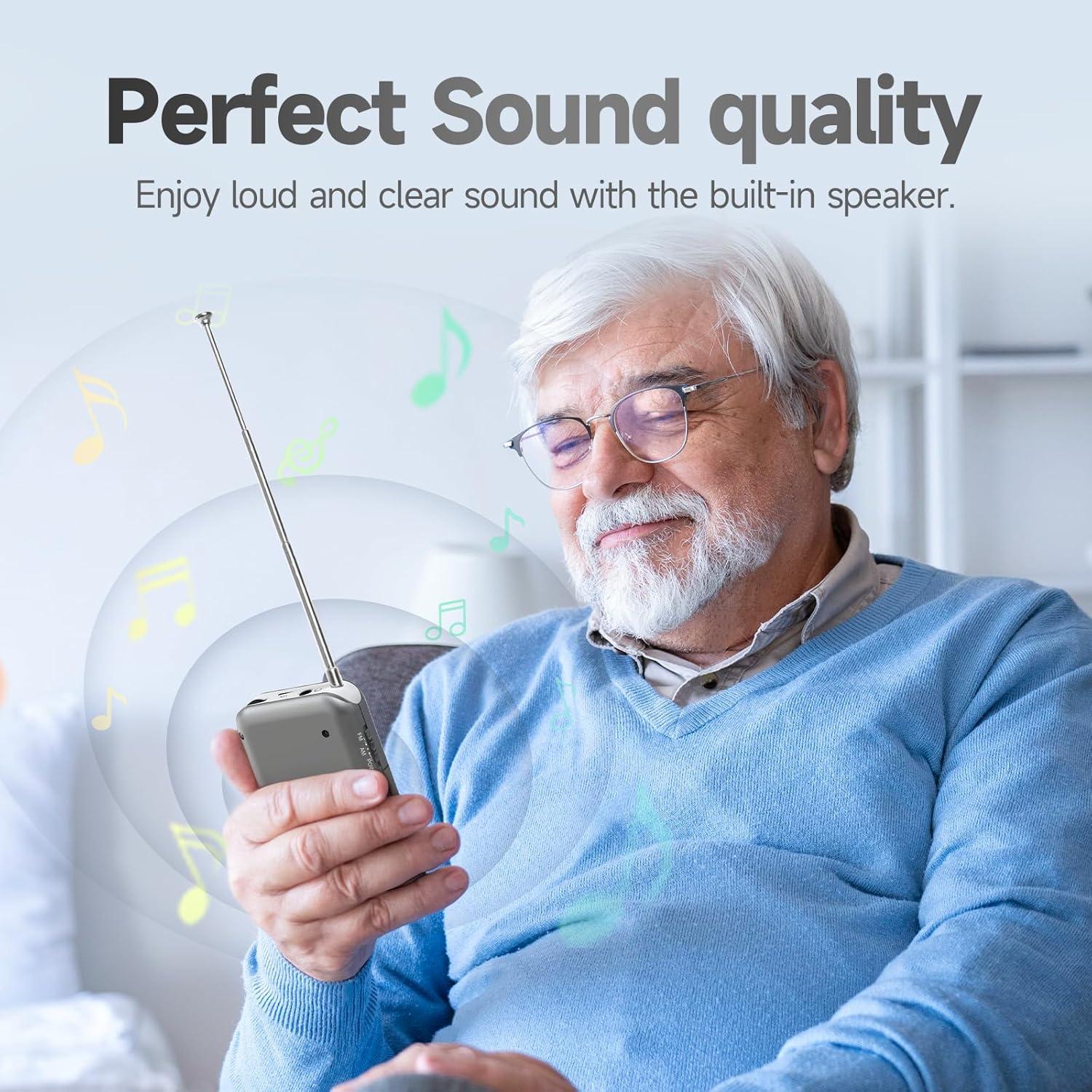 Radio Portátil AM FM PRUNUS DE333 Compacta con Excelente Recepción