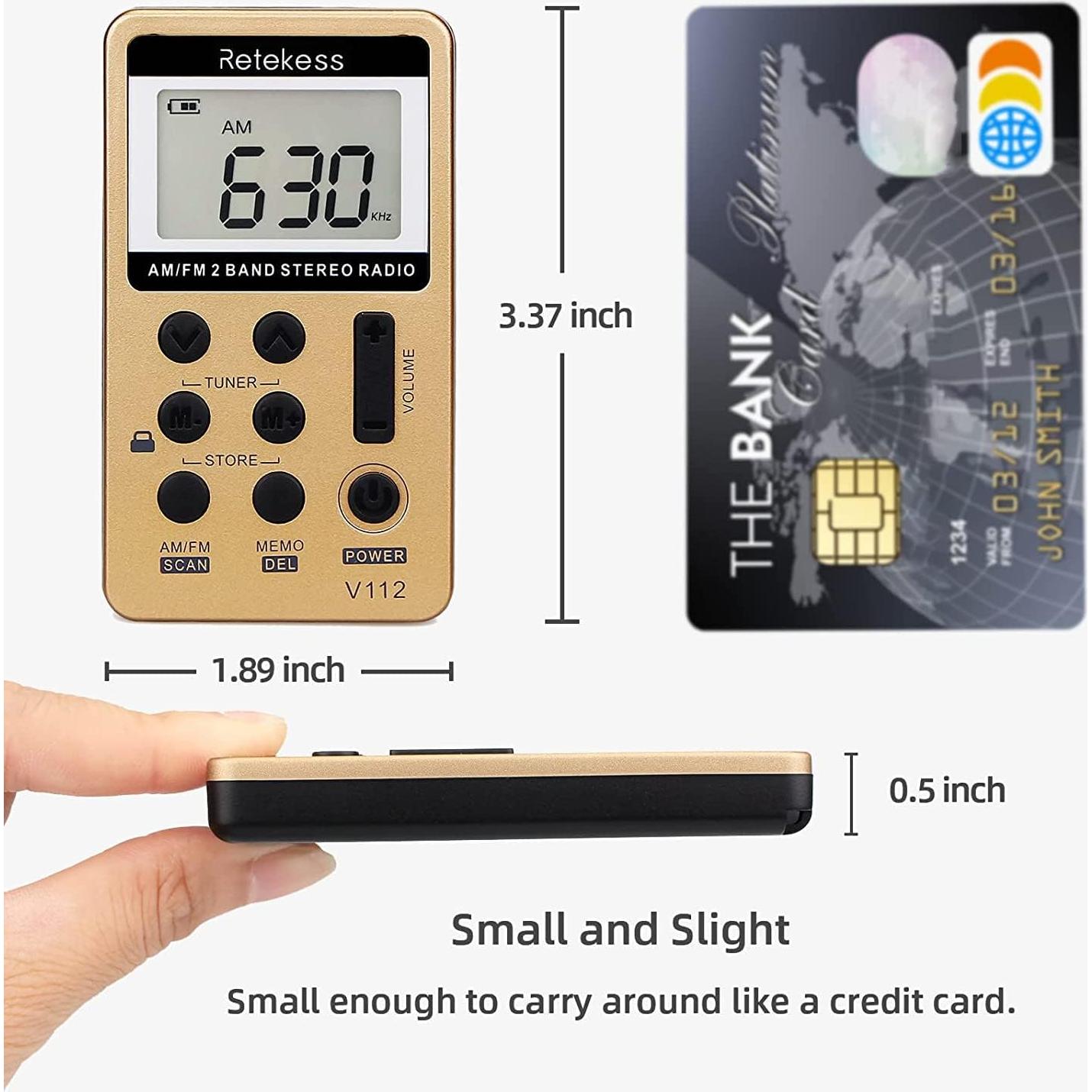 Radio Portátil AM FM Retekess V112 con Pantalla LCD y Auriculares