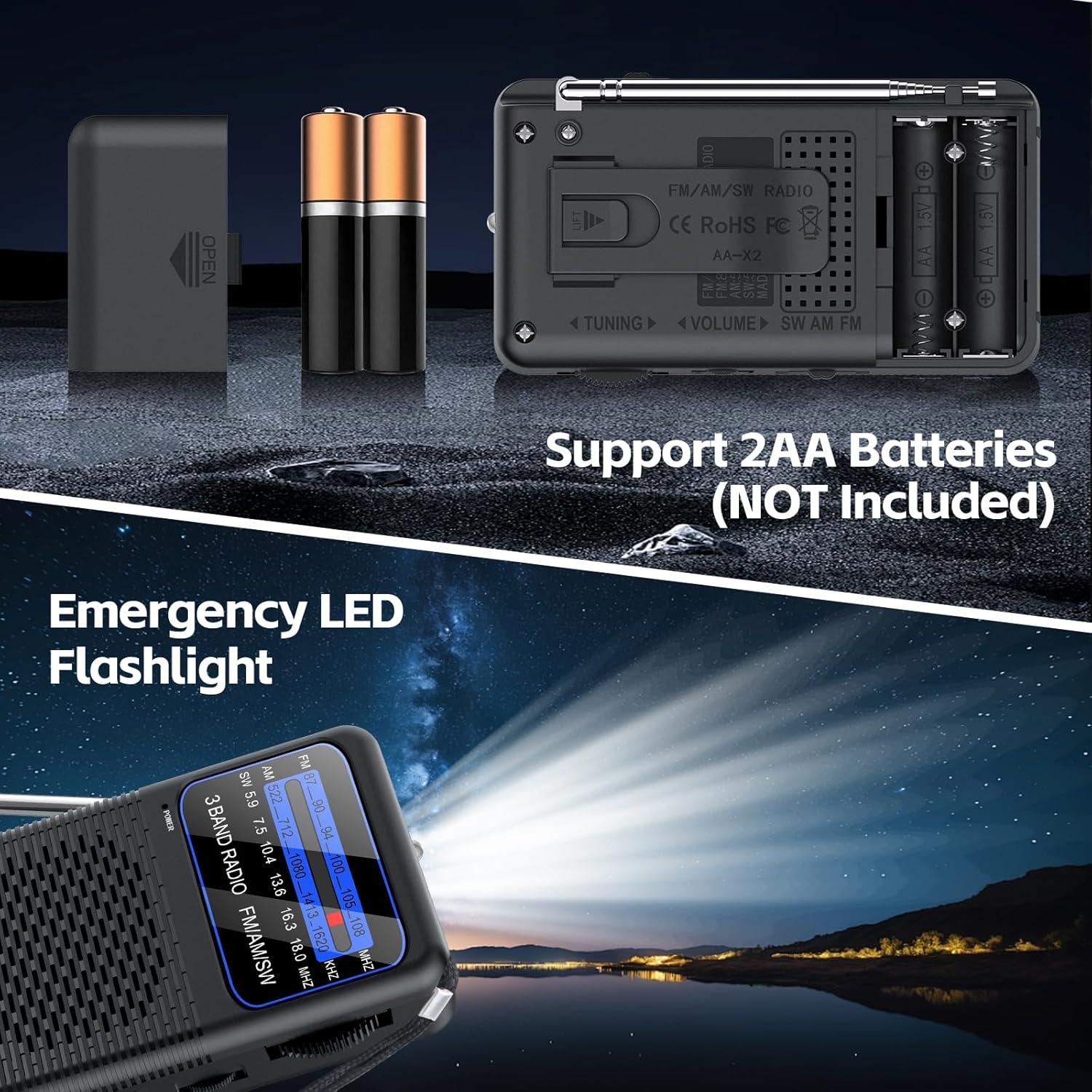 Radio de bolsillo Ekevitte EKE88 AM/FM/Onda Corta con Linterna