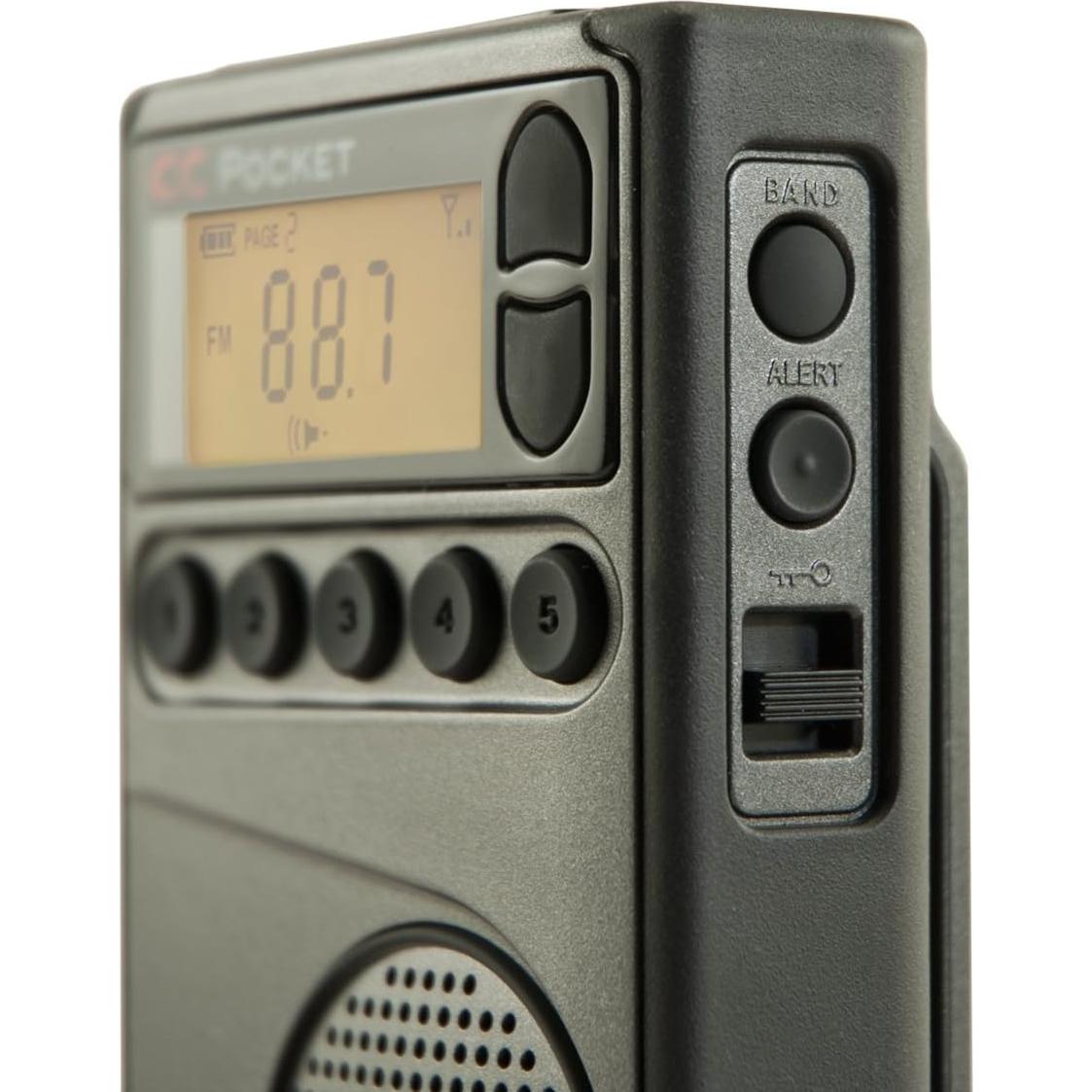 Radio de bolsillo C.Crane CC Pocket AM/FM NOAA con Reloj