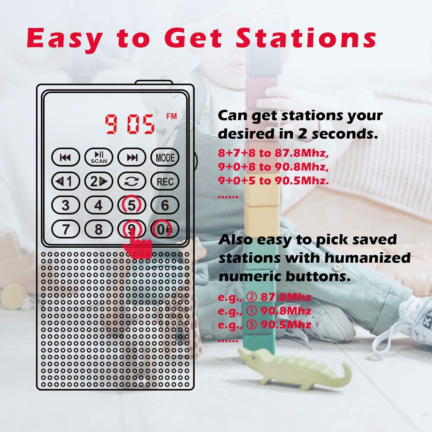 Radio Portátil FM PRUNUS J-328 con Grabadora y Batería Recargable