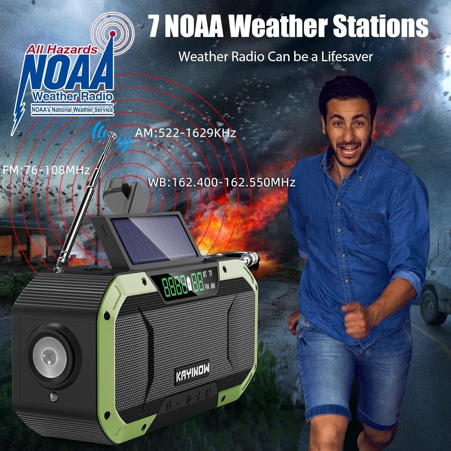 Radio de Emergencia KAYINOW Solar y Bluetooth 5000mAh Verde