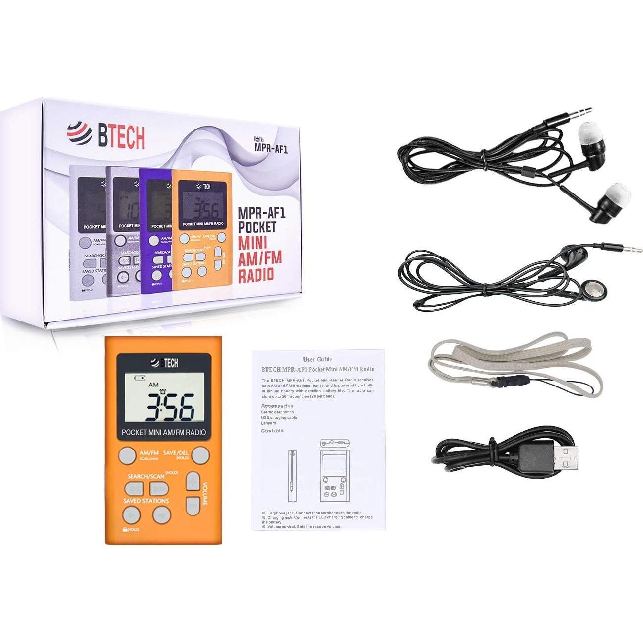 Radio Portátil BTECH MPR-AF1 AM/FM con Auriculares Estéreo