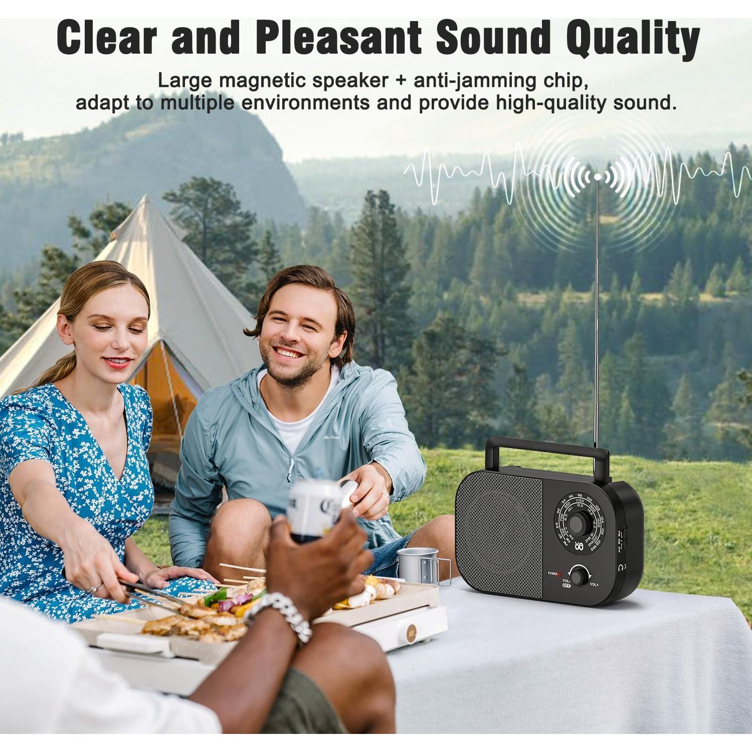 Radio portátil AM FM Goodes con altavoz 5W y energía dual