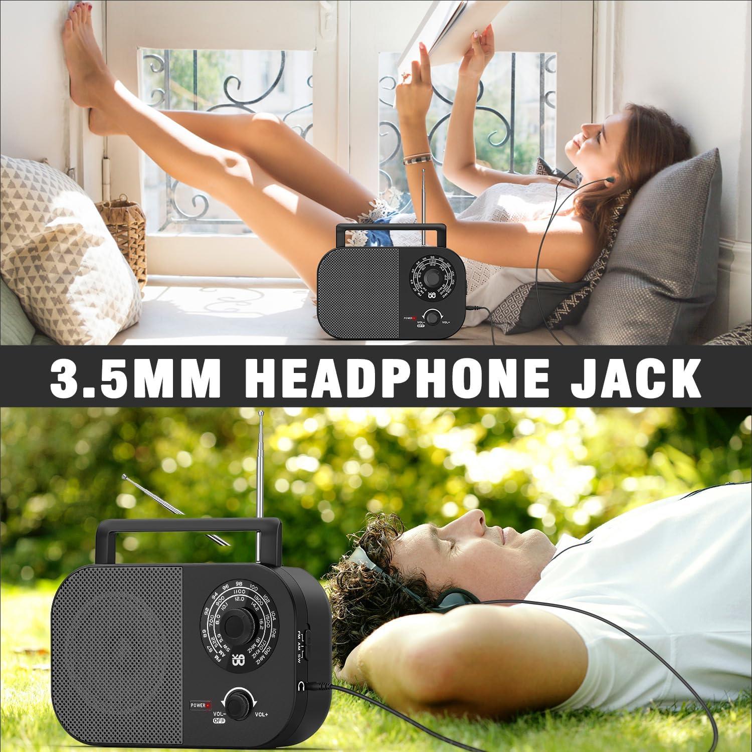 Radio portátil AM FM Goodes con altavoz 5W y energía dual