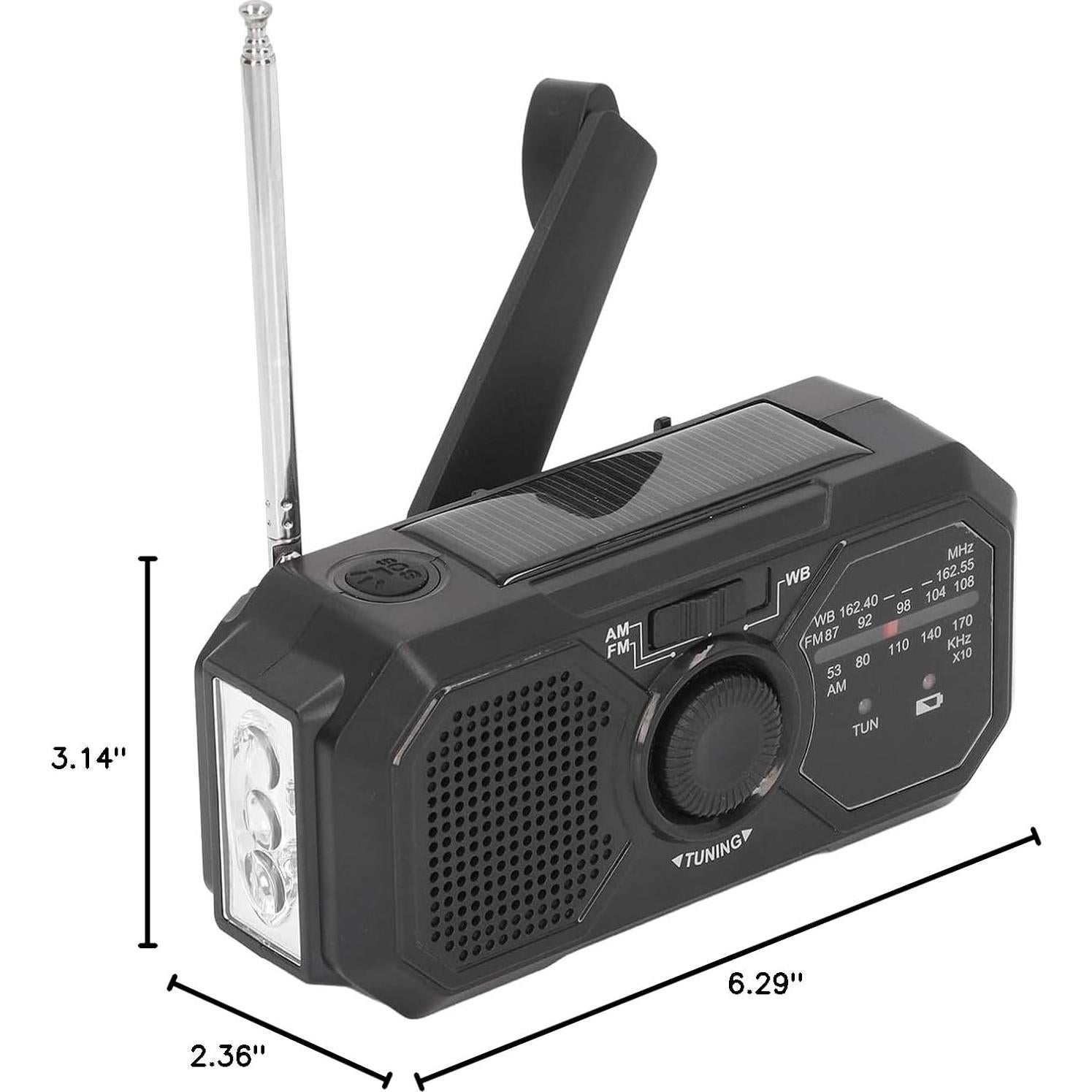 Radio Meteorológica de Emergencia CUIFATI con Manivela Solar y Linterna