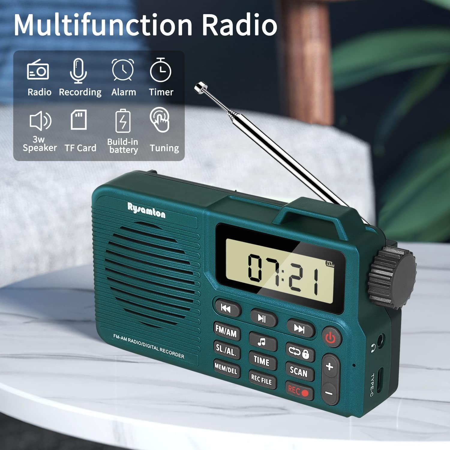 Grabadora de Radio Digital AM/FM Portátil Rysamton Verde