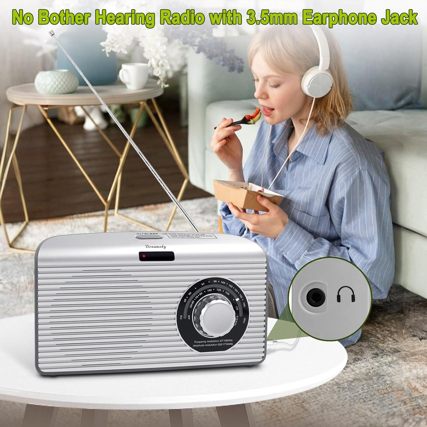 Radio Portátil DreamSky AM FM Bluetooth con Temporizador