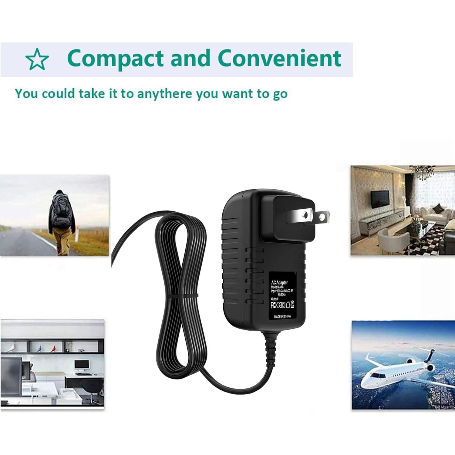 Adaptador de CA J-ZMQER para Radio Meteorológica Eton FRX5