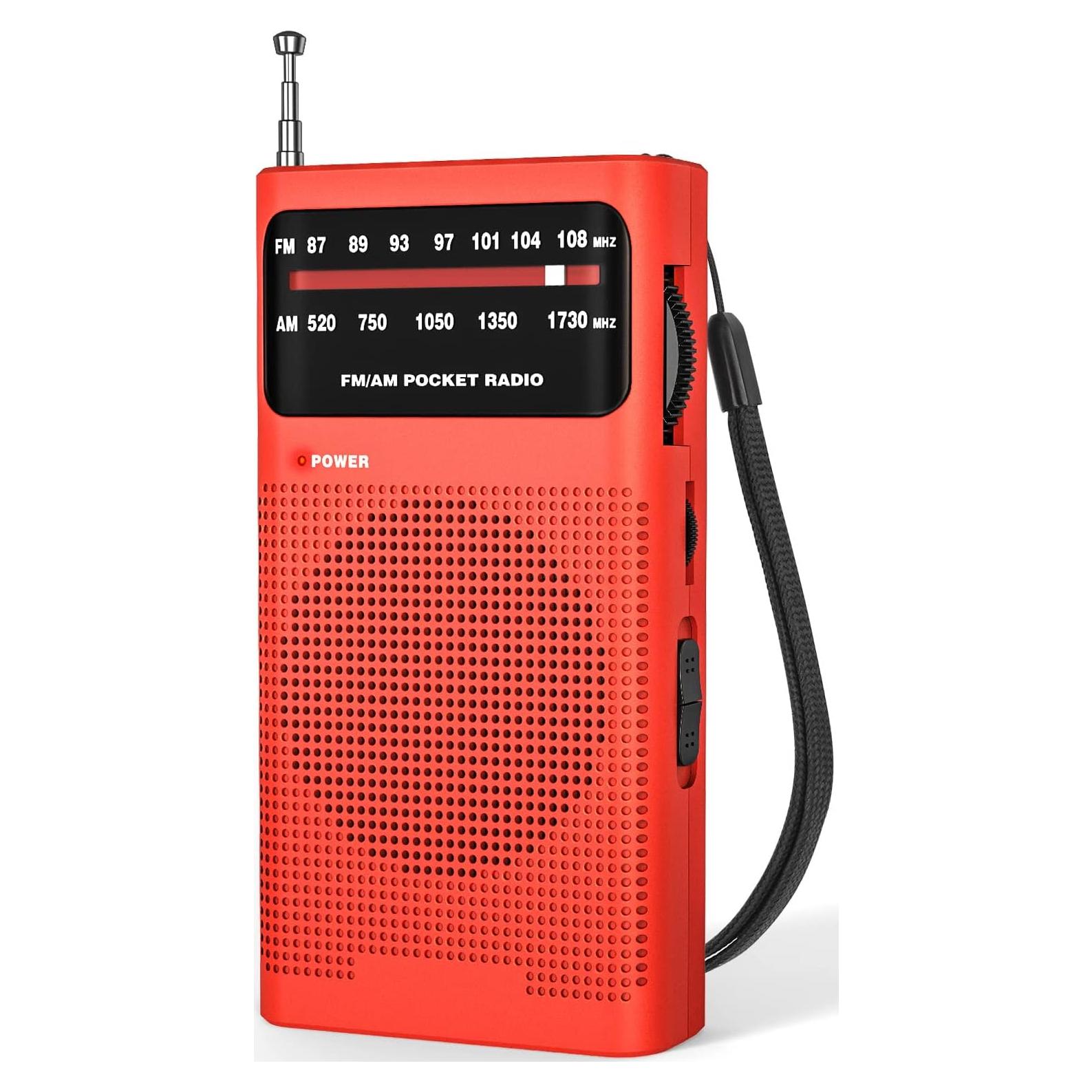 Radio Portátil AM/FM Goodes con Altavoz Grande y Antena 41.91 cm - Rojo