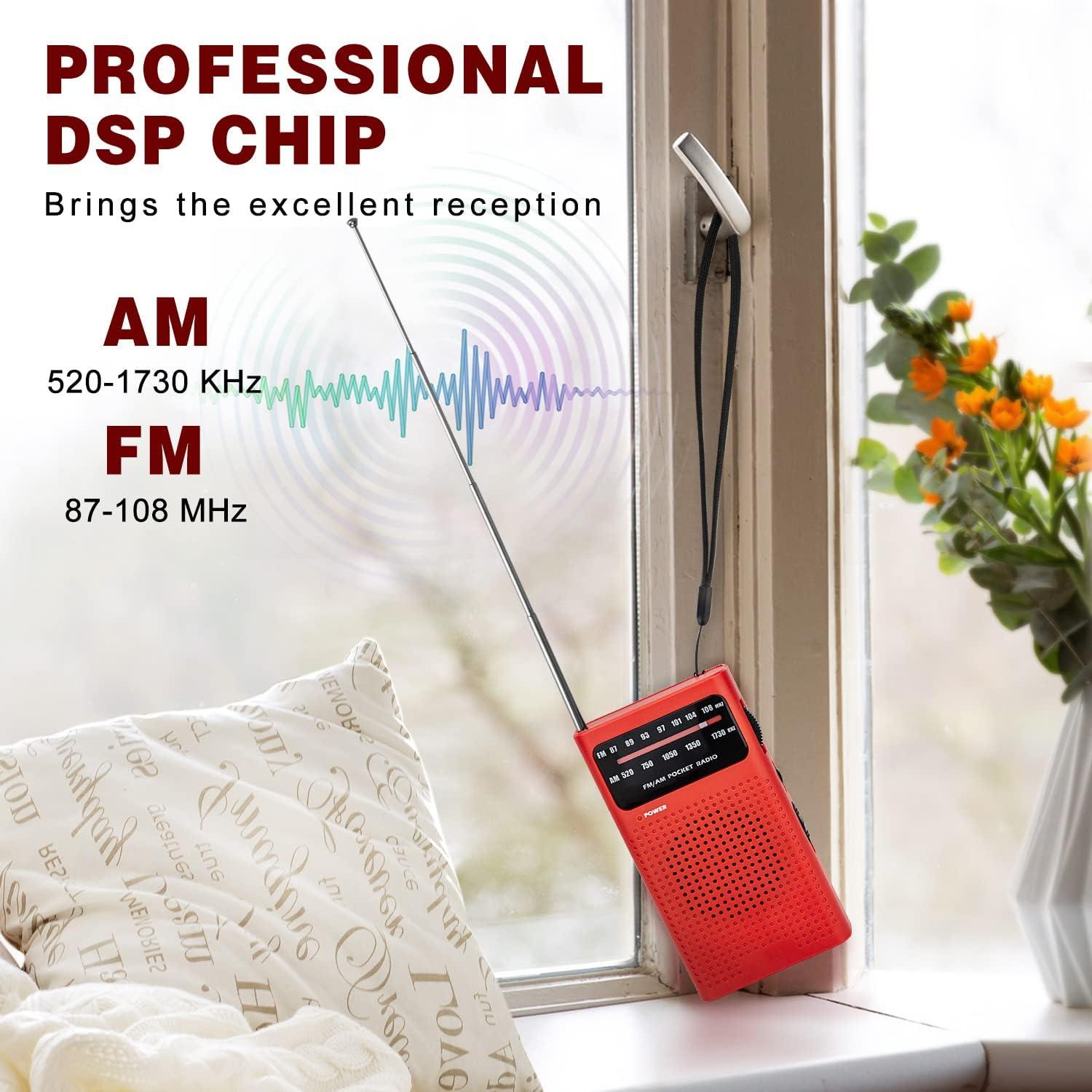 Radio Portátil AM/FM Goodes con Altavoz Grande y Antena 41.91 cm - Rojo