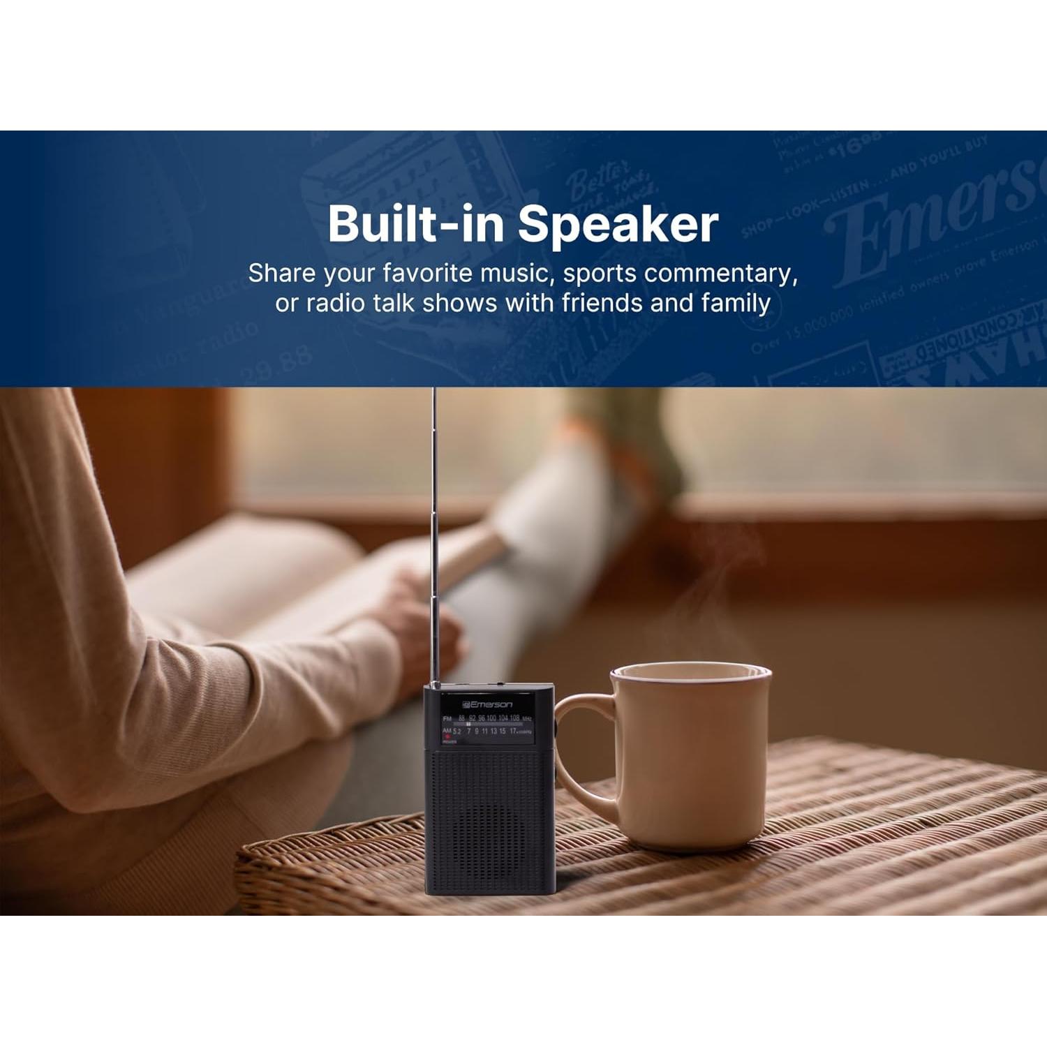 Radio Portátil AM/FM Emerson ER-7000 con Altavoz Integrado