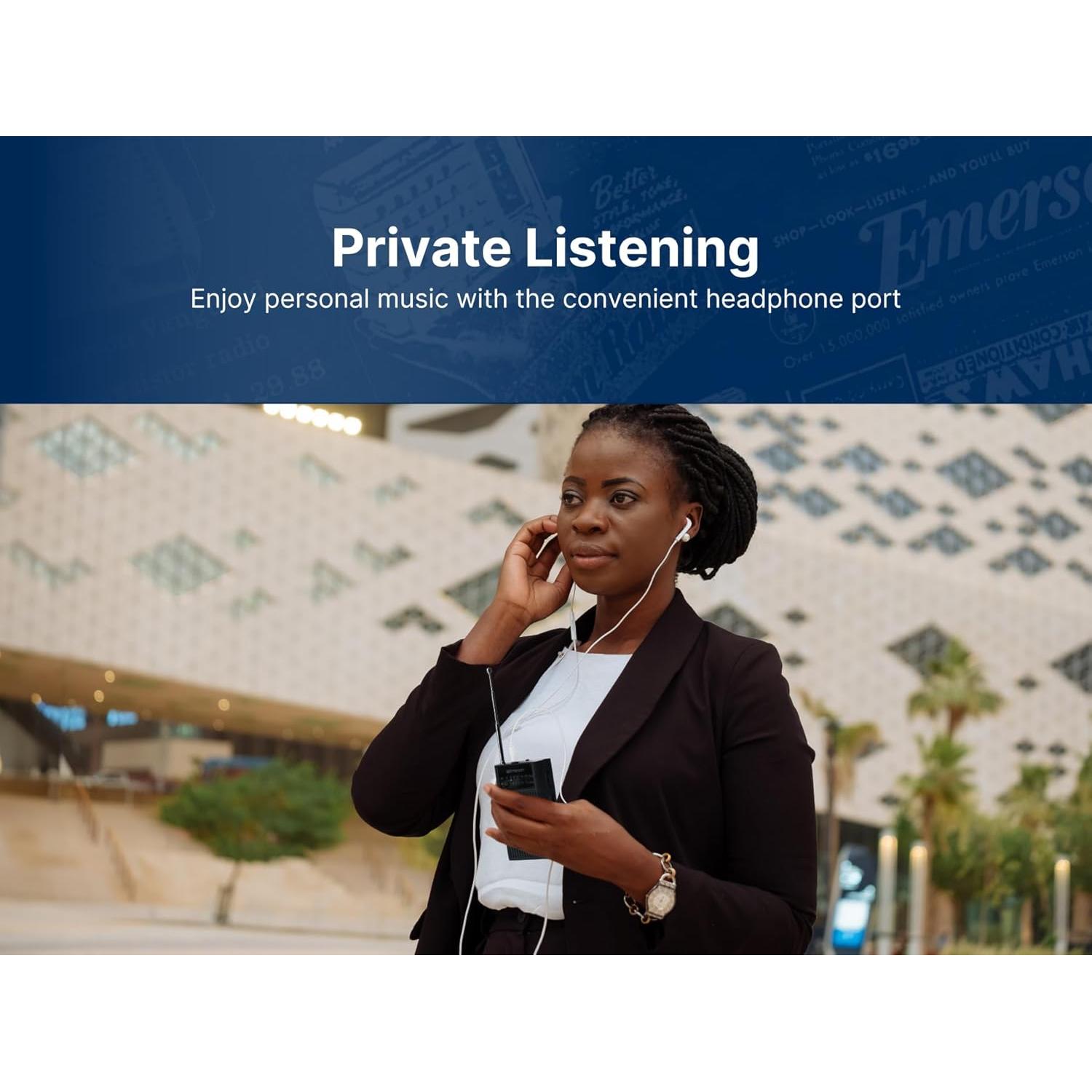 Radio Portátil AM/FM Emerson ER-7000 con Altavoz Integrado