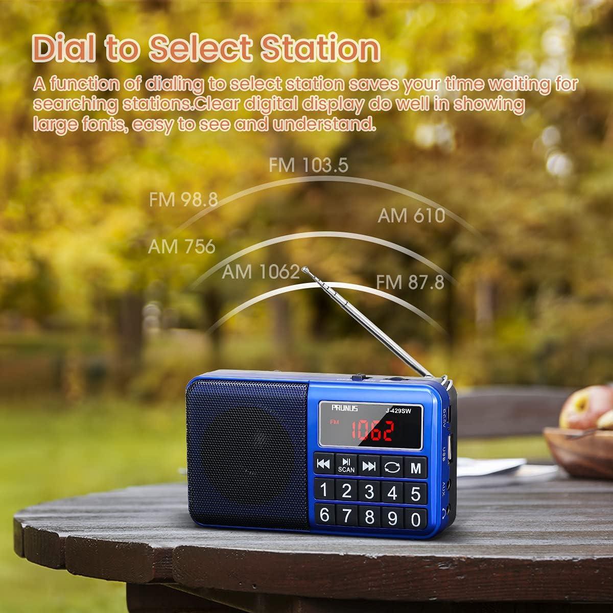 Radio de Bolsillo PRUNUS J-429 AM FM Carga USB Altavoz Neodimio