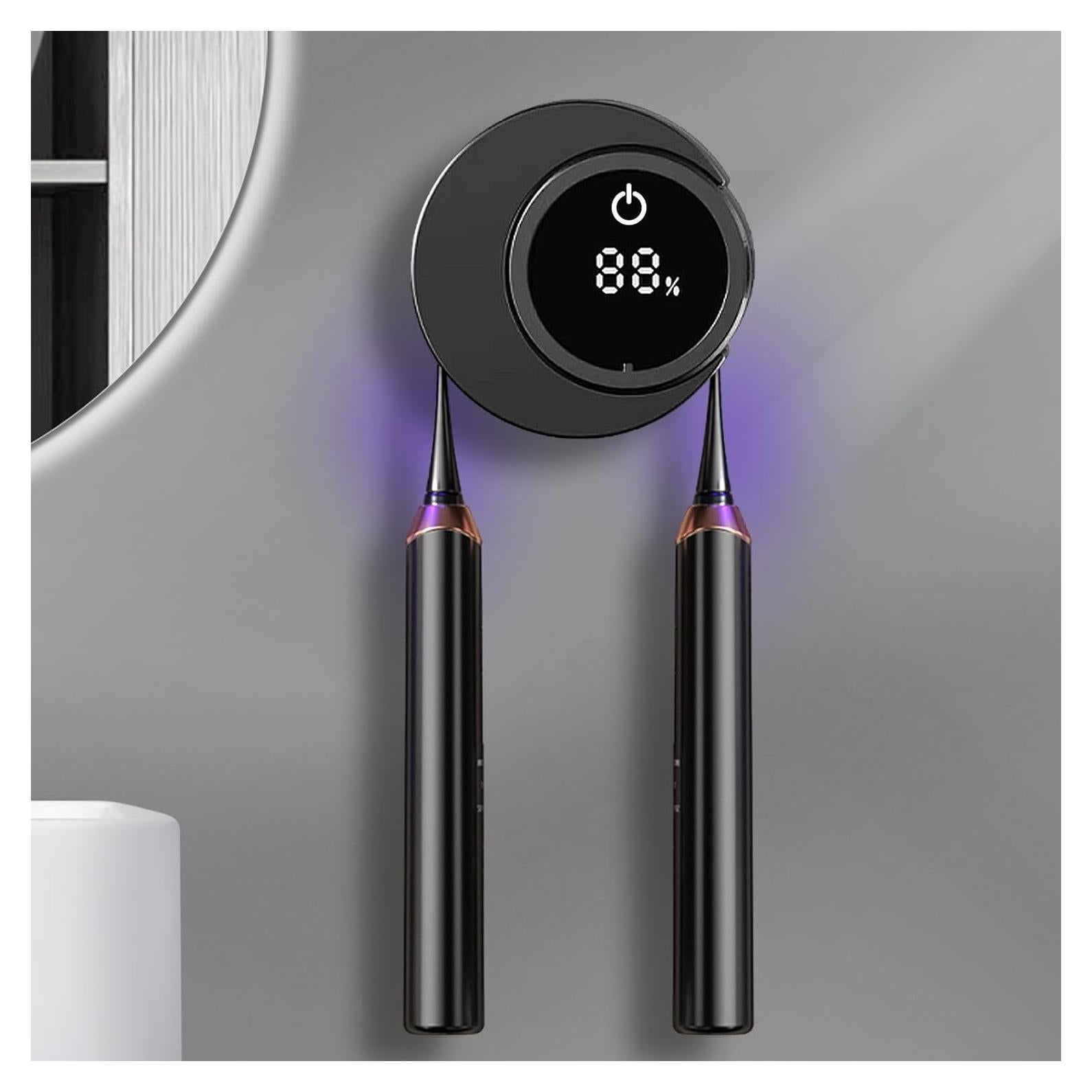 Soporte de Cepillo de Dientes Inteligente Wekity Negro 2 Compartimentos