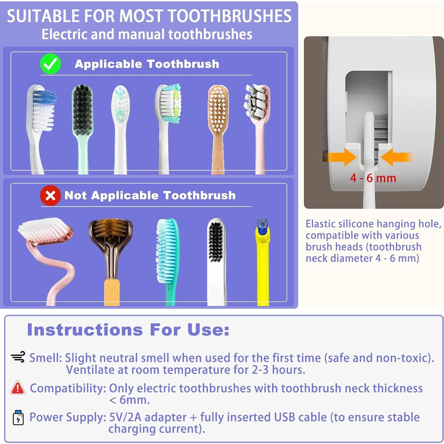 Soporte de Cepillo de Dientes Inteligente Wekity Negro 2 Compartimentos
