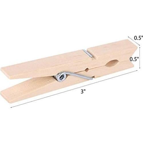 100 Pinzas de Ropa de Madera Tecbeauty 8.6 cm Alta Resistencia