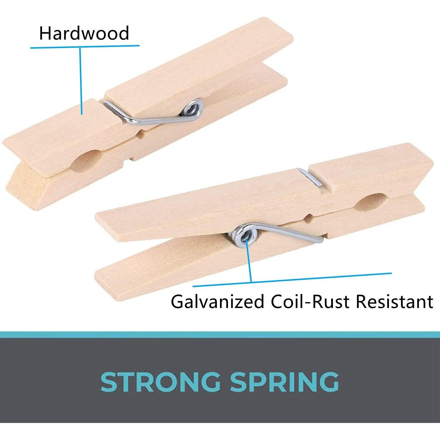 100 Pinzas de Ropa de Madera Tecbeauty 8.6 cm Alta Resistencia